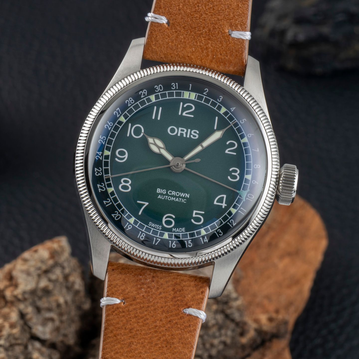 Oris Big Crown Pointer Date 01 754 7779 4067-Set (Unknown (random serial)) - Green dial 38 mm Steel case (3/8)
