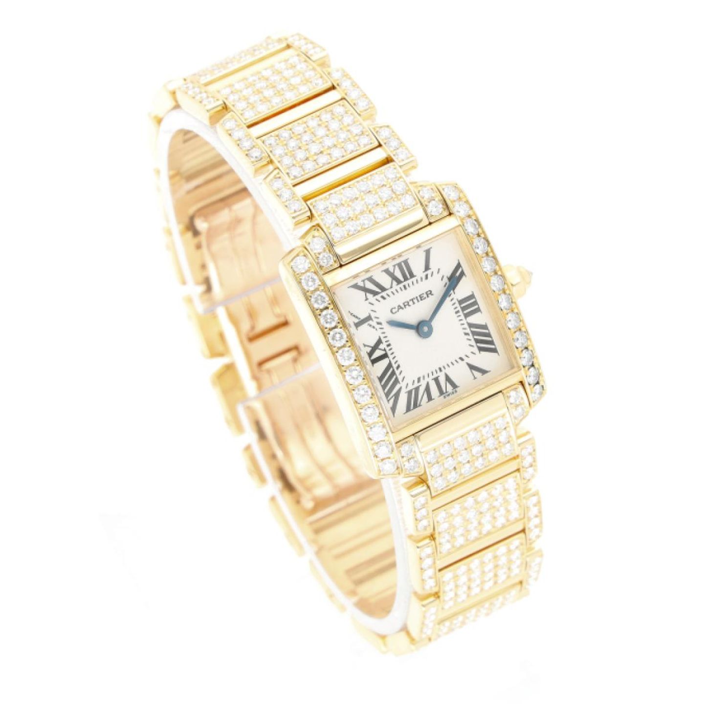 Cartier Tank Française 2385 (2010) - White dial 20 mm Yellow Gold case (3/4)