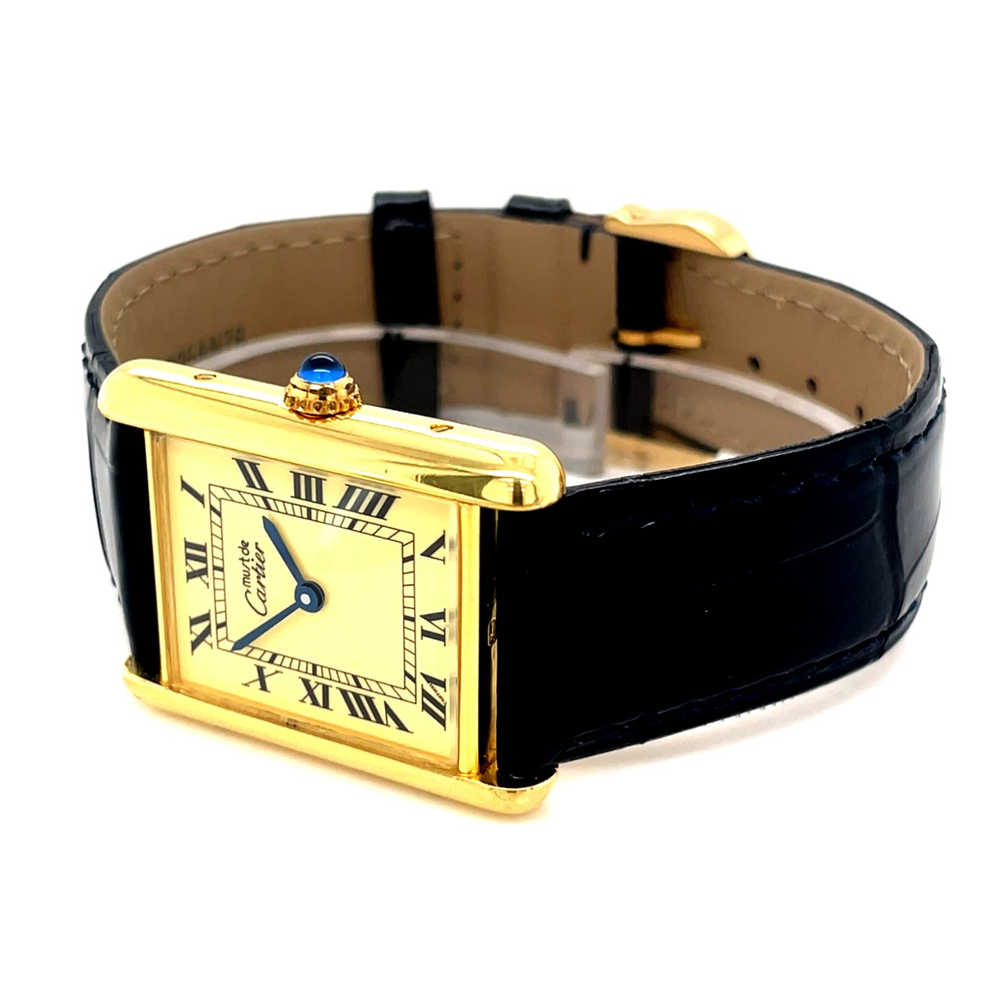 Cartier Tank Vermeil 590005 (Unknown (random serial)) - Yellow dial 23 mm Silver case (4/8)