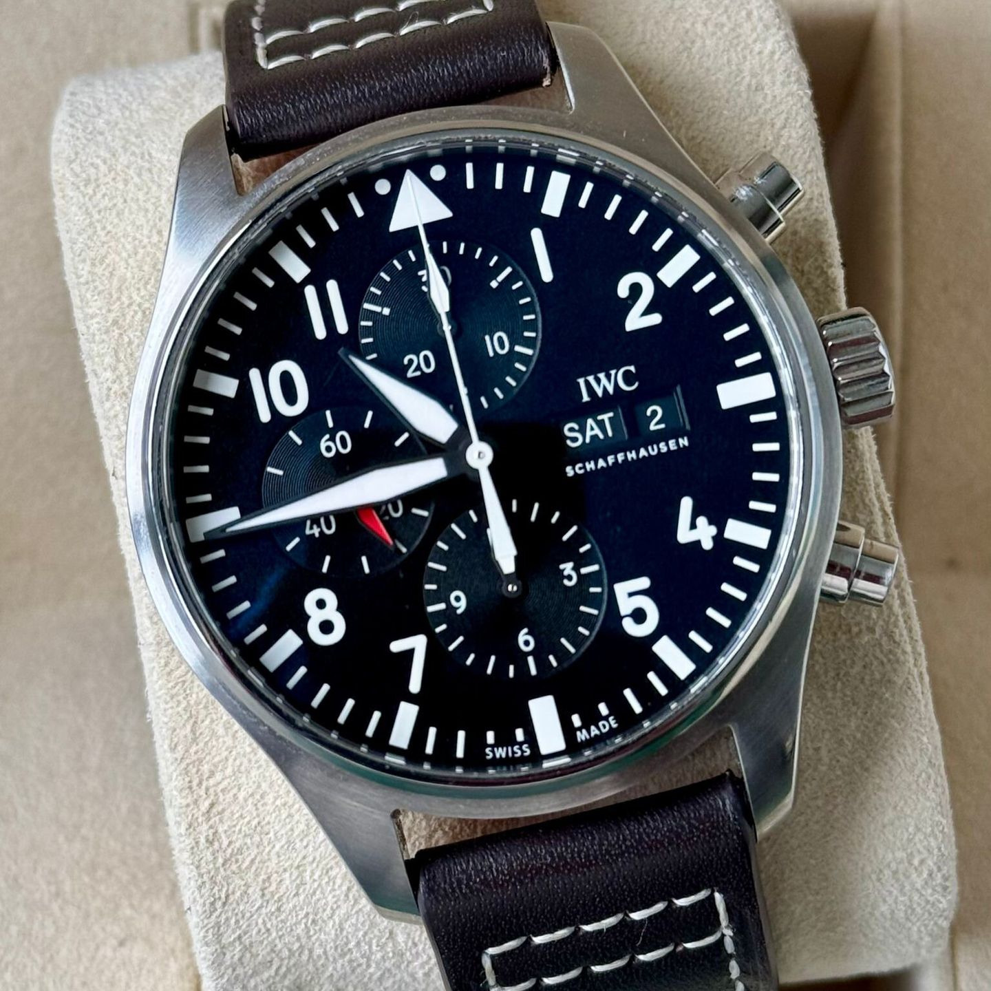 IWC Pilot Chronograph IW377709 (2018) - Black dial 43 mm Steel case (1/7)