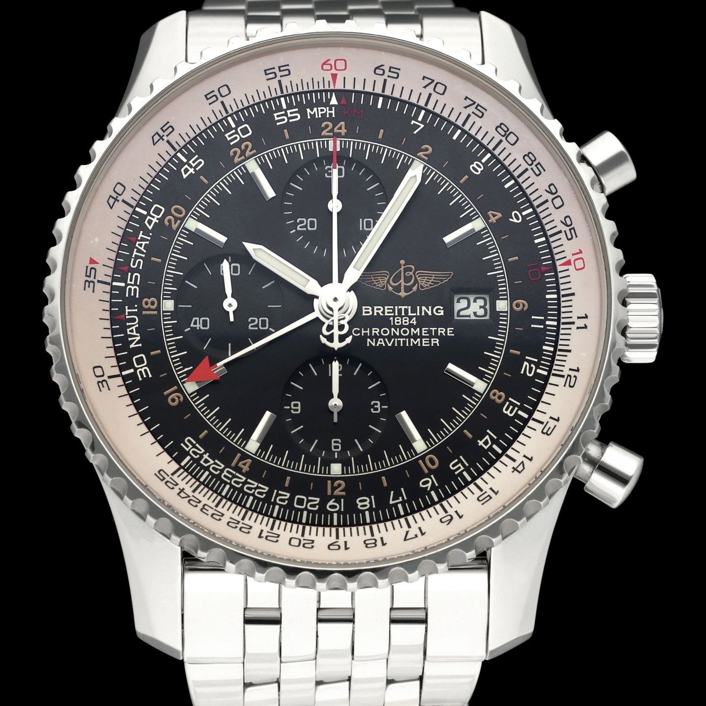Breitling Navitimer World A24322 (2012) - Black dial 46 mm Steel case (1/8)