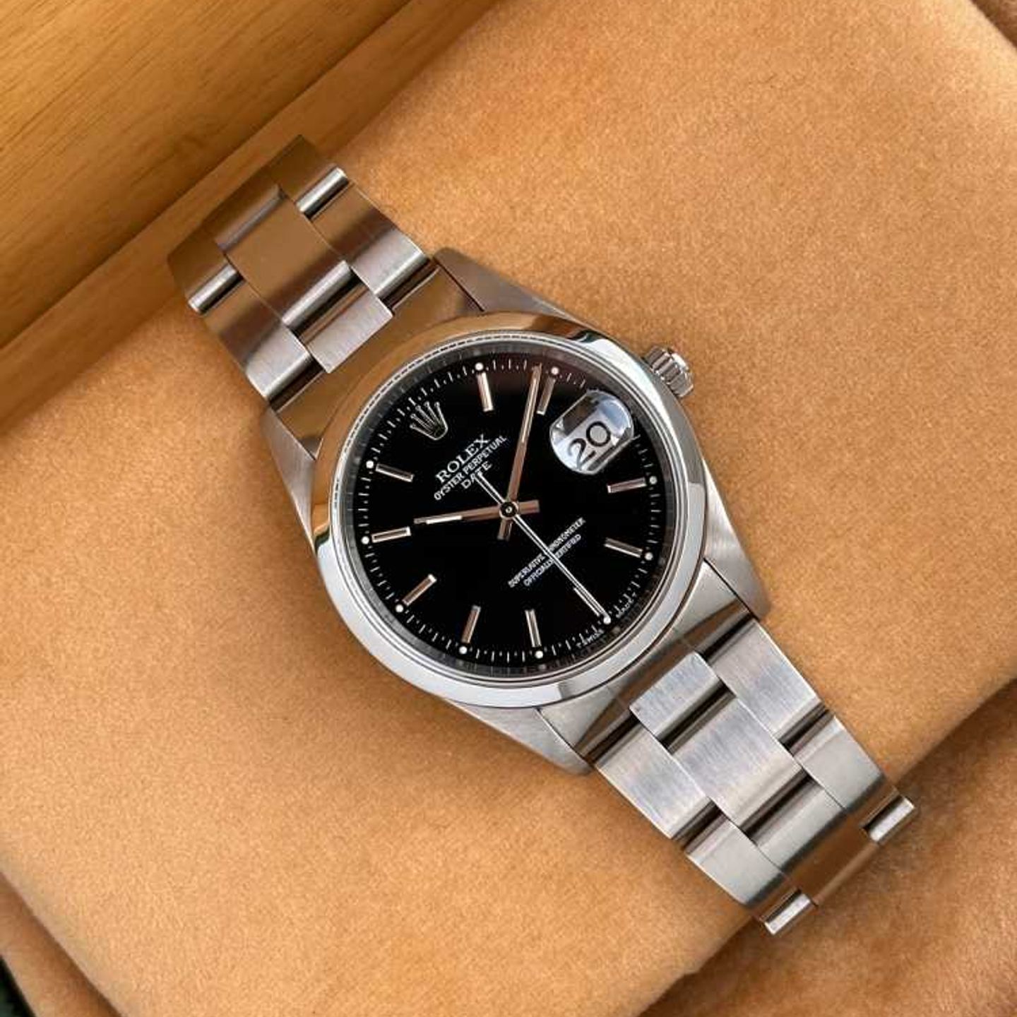 Rolex Oyster Perpetual Date 15200 (1995) - Black dial 34 mm Steel case (3/8)