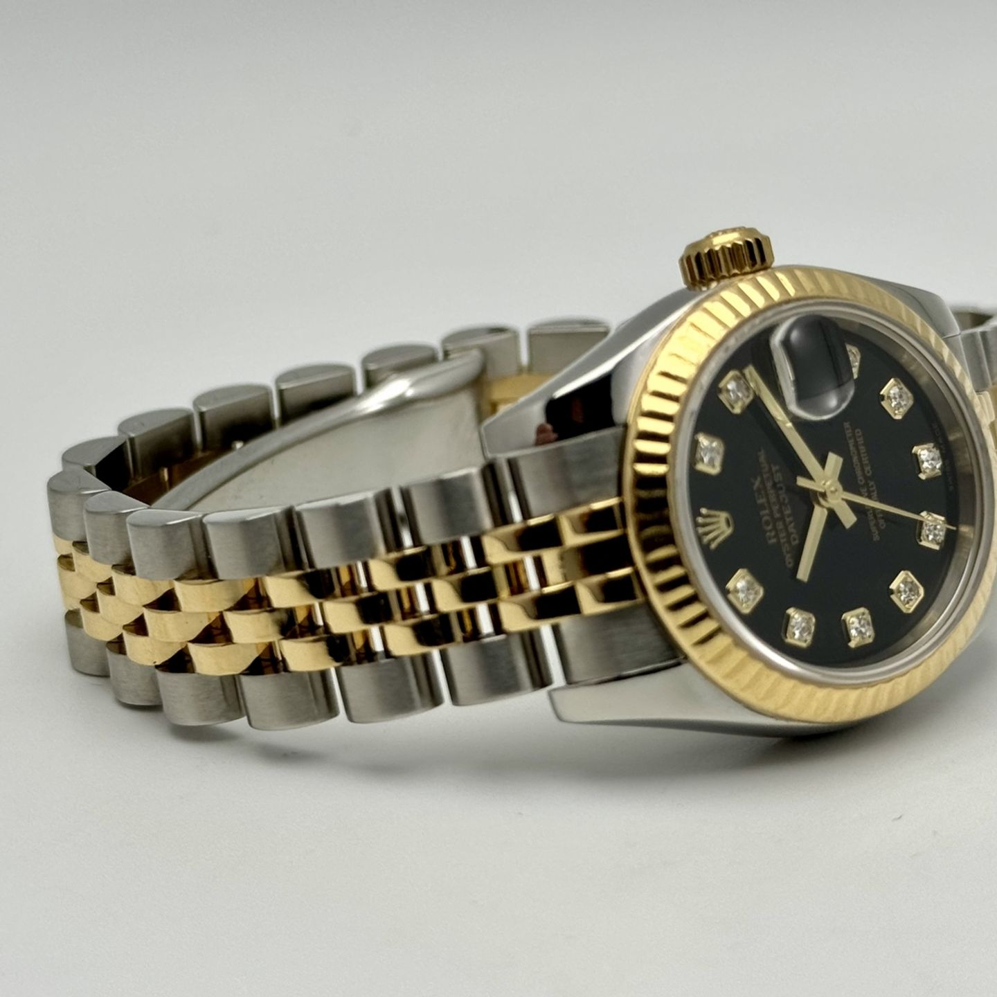 Rolex Lady-Datejust 179173 (2004) - Black dial 26 mm Gold/Steel case (9/10)