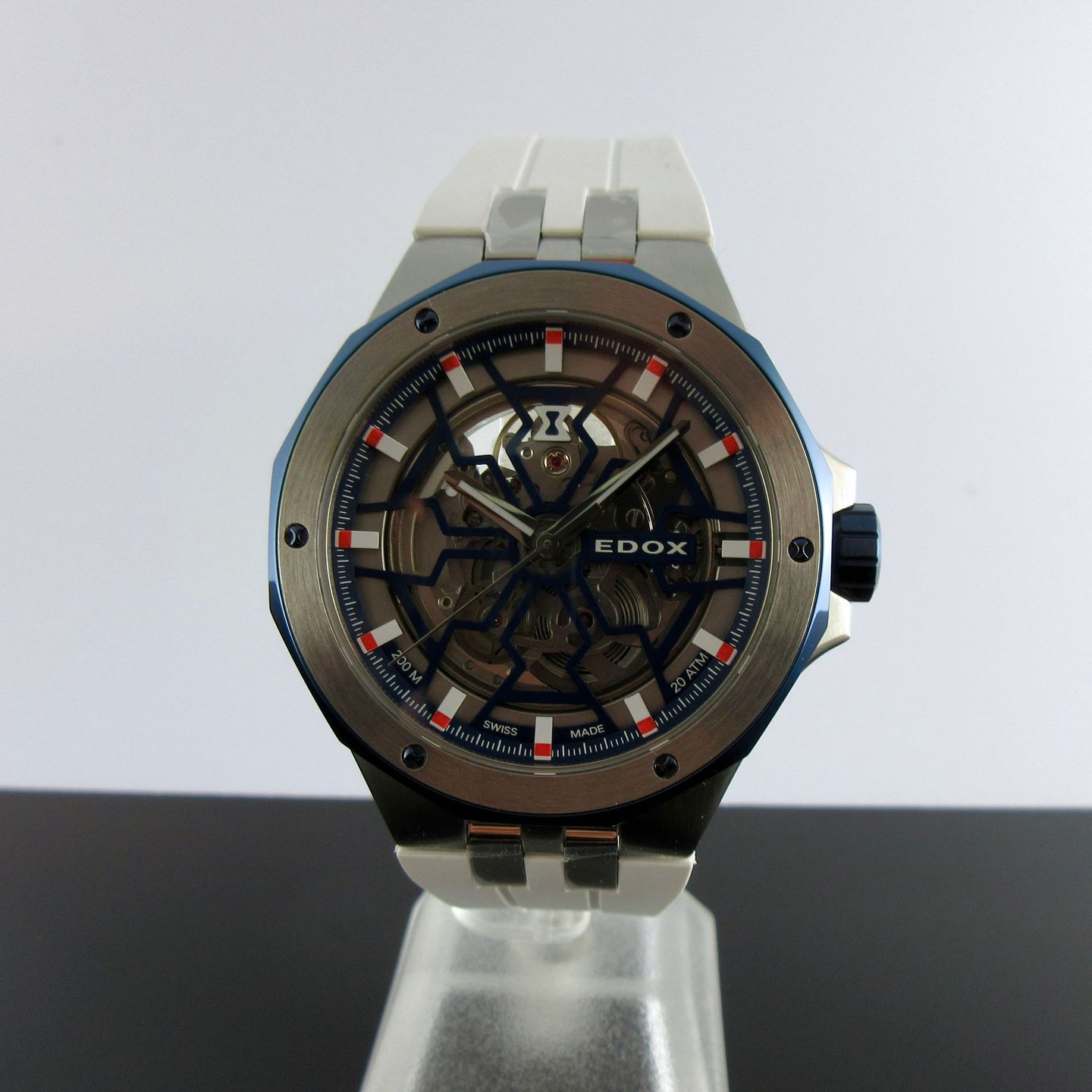 Edox Delfin 85303-357BUCAB-BUIRB (2024) - Transparant wijzerplaat 43mm Staal (1/8)