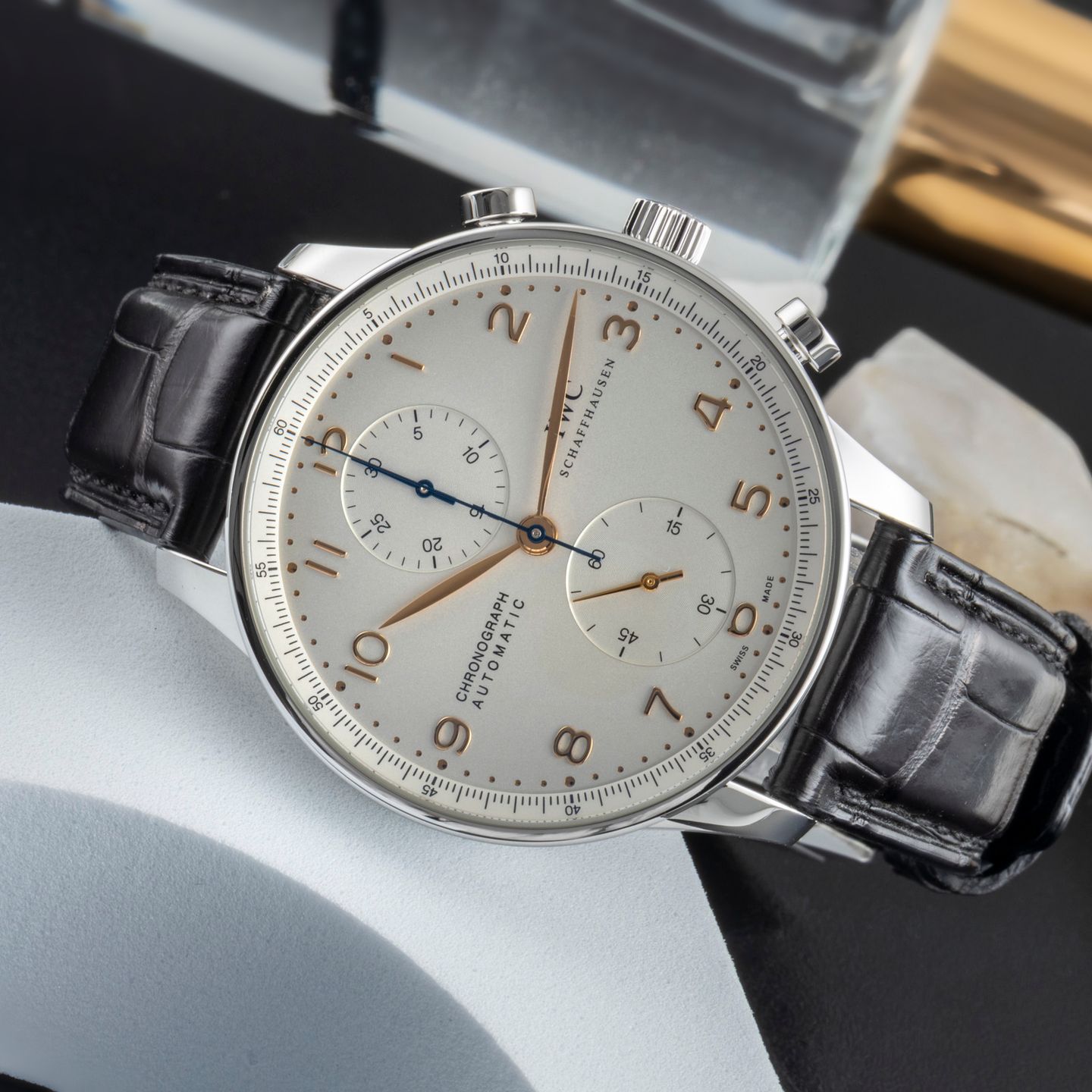 IWC Portuguese Chronograph IW371445 (Onbekend (willekeurig serienummer)) - Zilver wijzerplaat 41mm Staal (2/8)