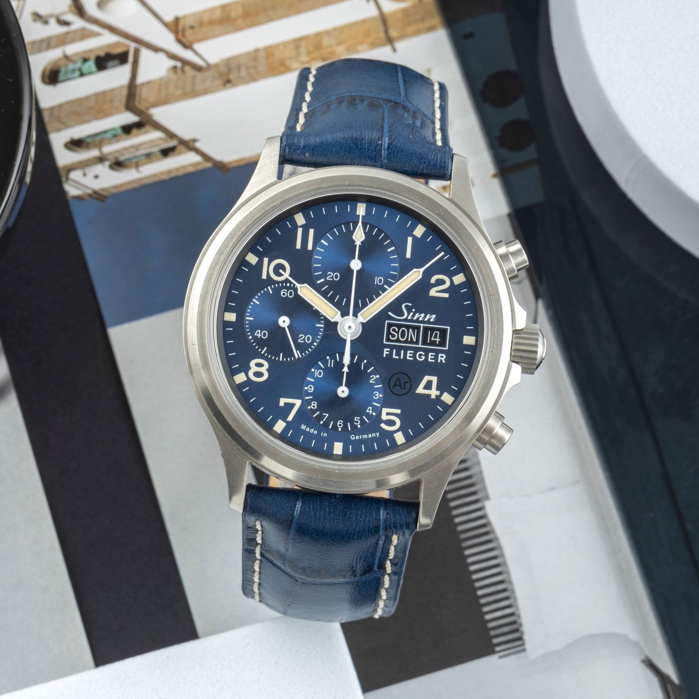 Sinn 358 358.064 (Onbekend (willekeurig serienummer)) - Blauw wijzerplaat 42mm Staal (1/8)