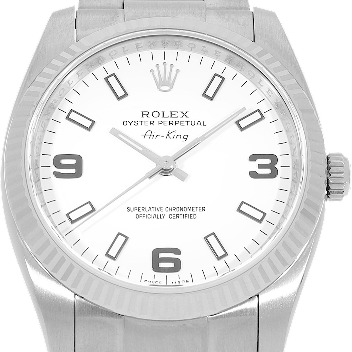 Rolex Air-King 114234 (2010) - Wit wijzerplaat 34mm Staal (1/5)