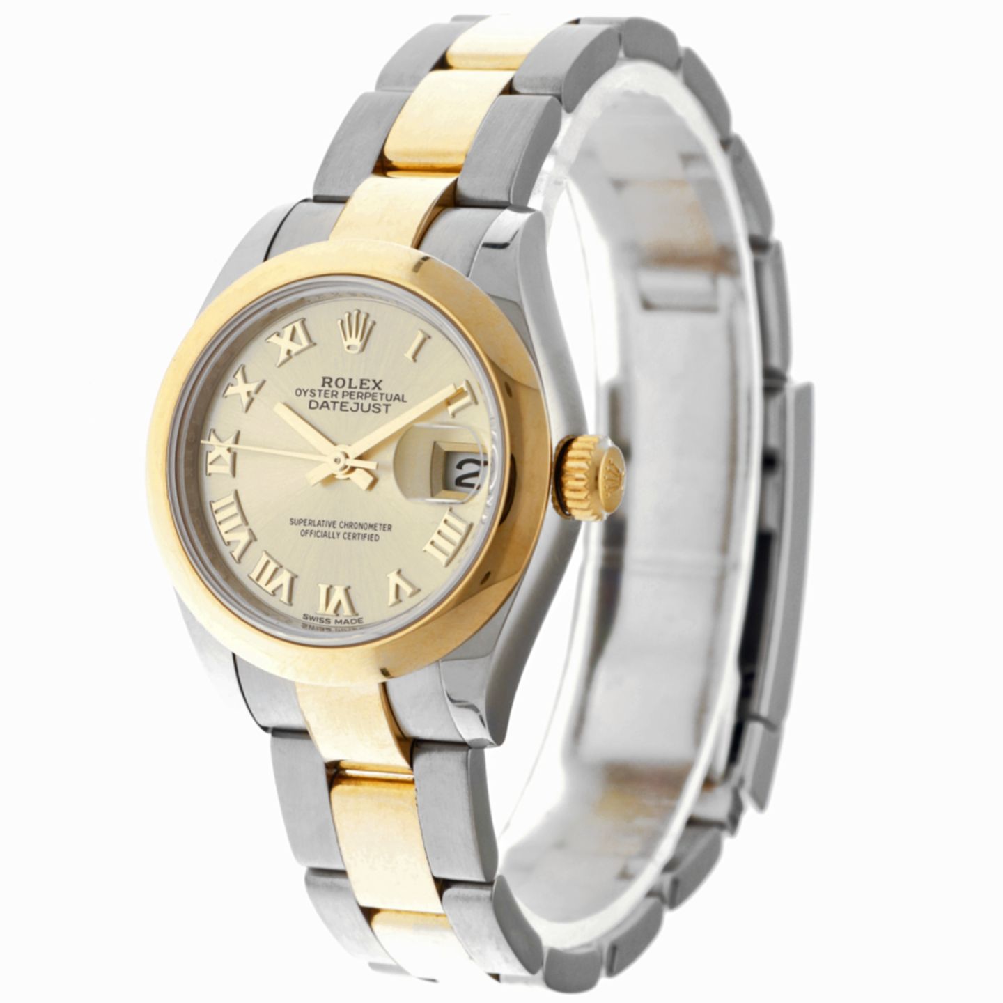 Rolex Lady-Datejust 279163 (2021) - Gold dial 28 mm Gold/Steel case (2/6)