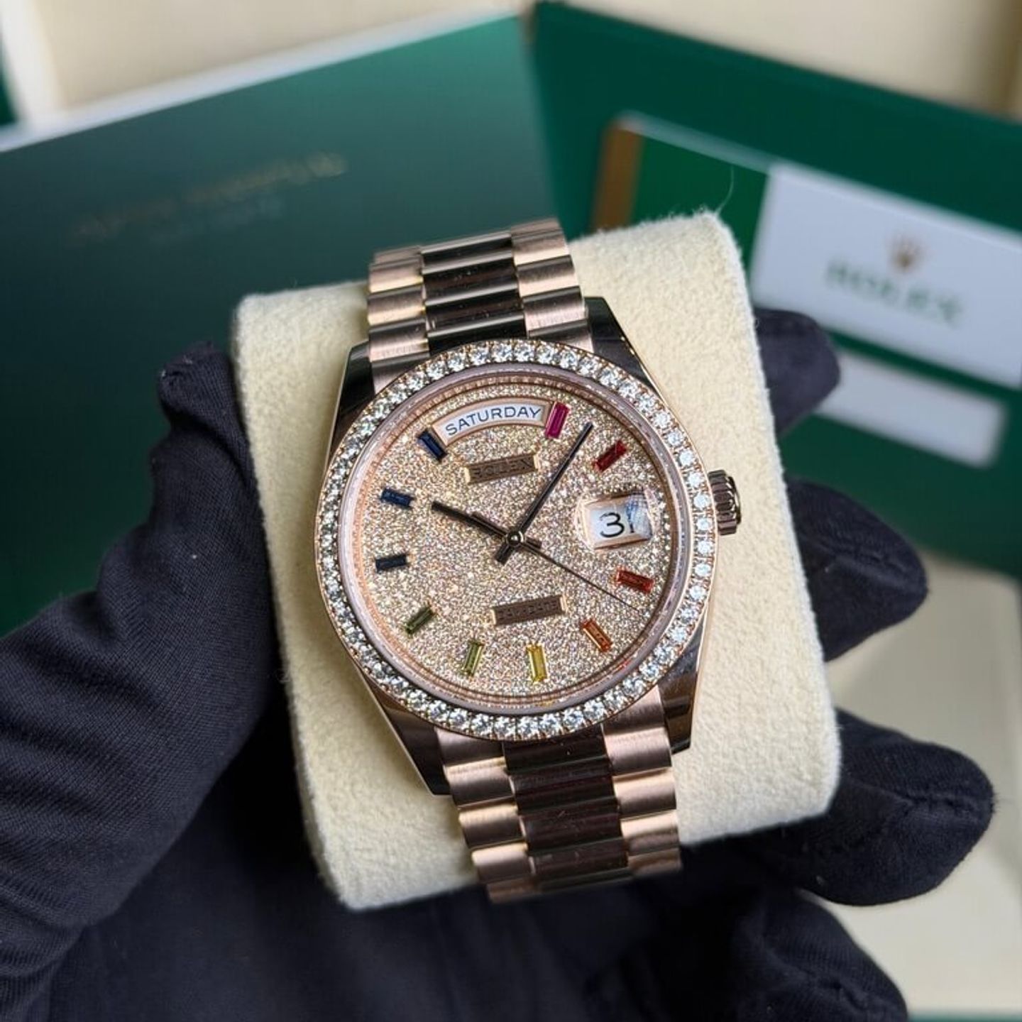 Rolex Day-Date 36 128235 (2020) - Diamond dial 36 mm Rose Gold case (1/8)