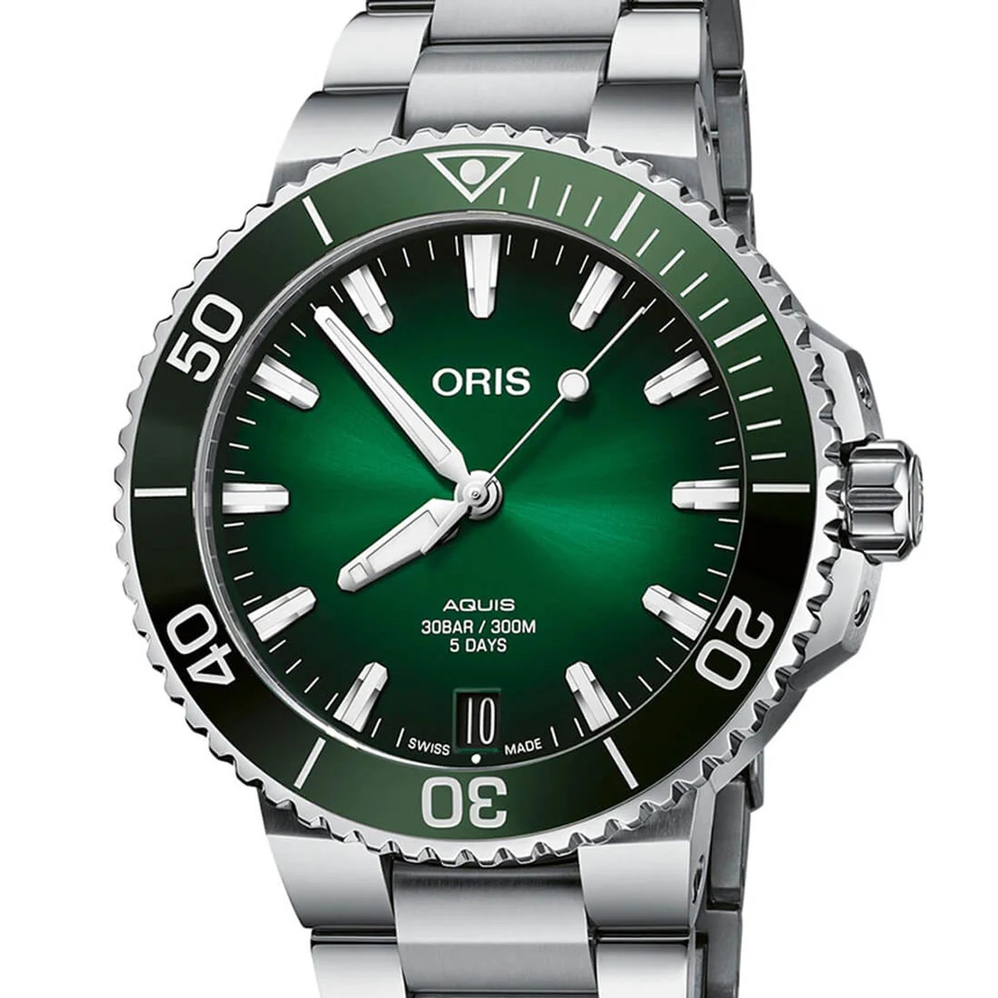 Oris Aquis Date 01 400 7763 4157-07 8 24 09PEB (2023) - Groen wijzerplaat 43mm Staal (1/3)