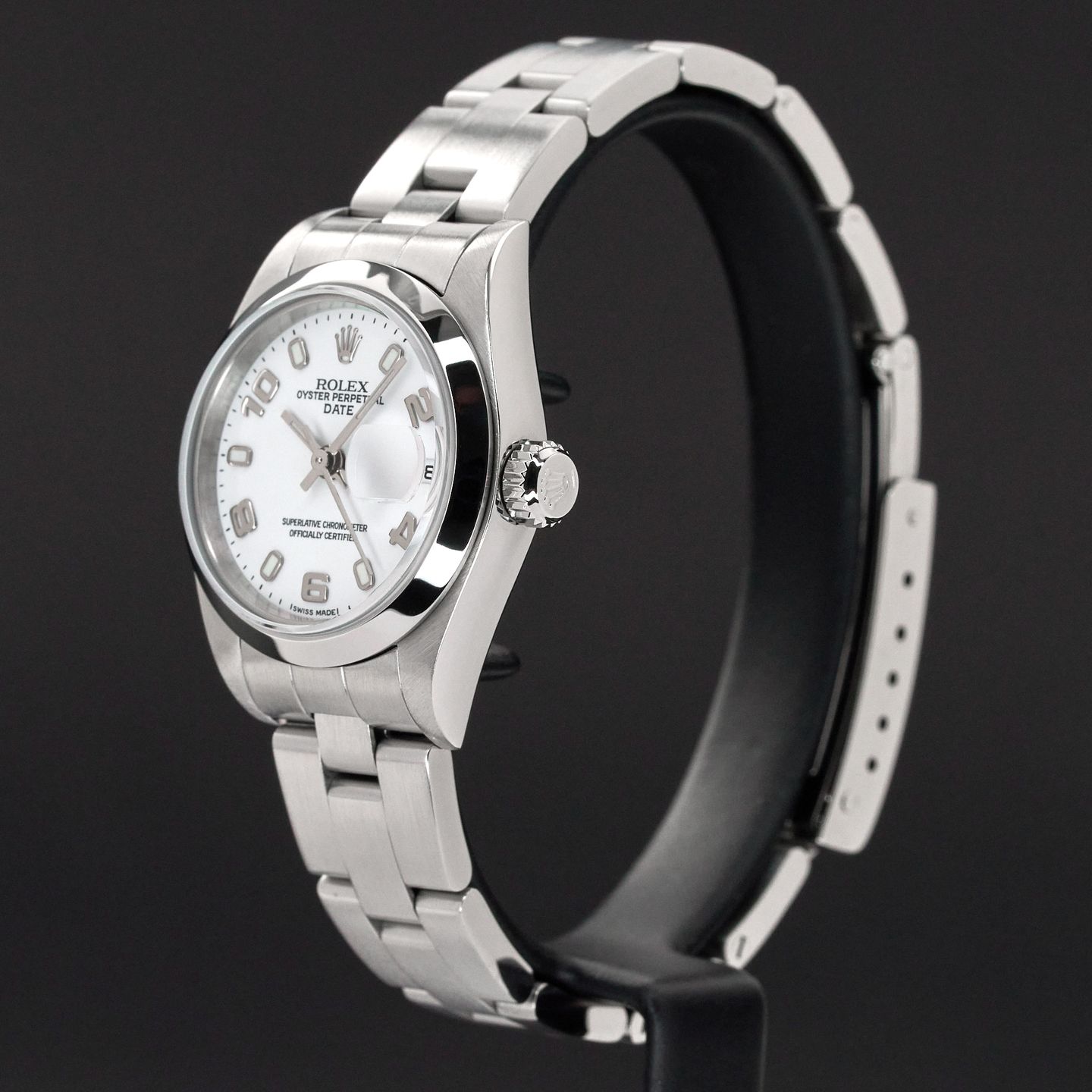 Rolex Oyster Perpetual Lady Date 79160 (2002) - Wit wijzerplaat 26mm Staal (4/8)