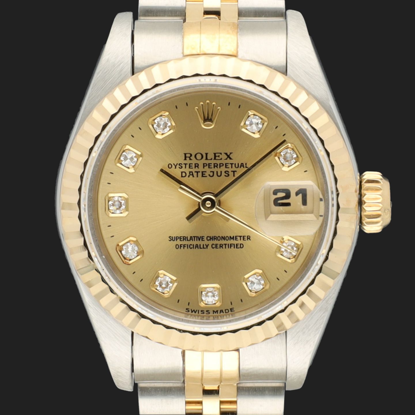 Rolex Lady-Datejust 69173 (1994) - Champagne dial 26 mm Gold/Steel case (3/8)