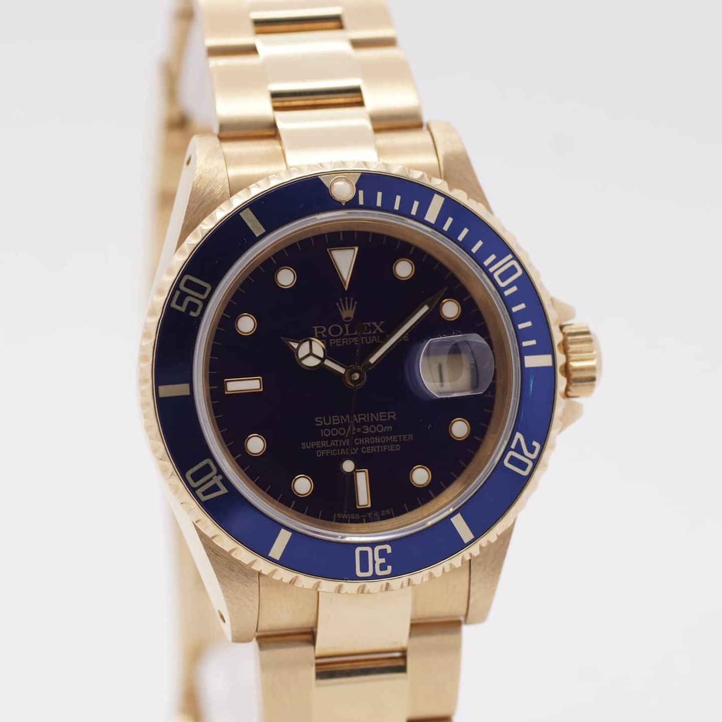 Rolex Submariner Date 16618 (1991) - Blue dial 40 mm Yellow Gold case (2/8)