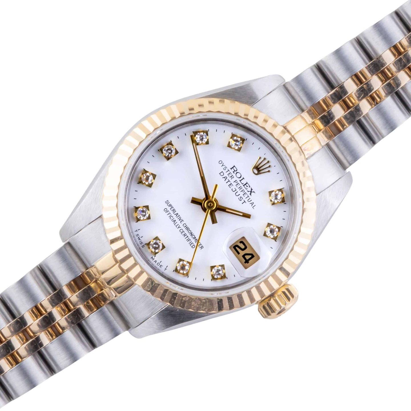Rolex Lady-Datejust 69173 (1990) - White dial 26 mm Gold/Steel case (1/8)
