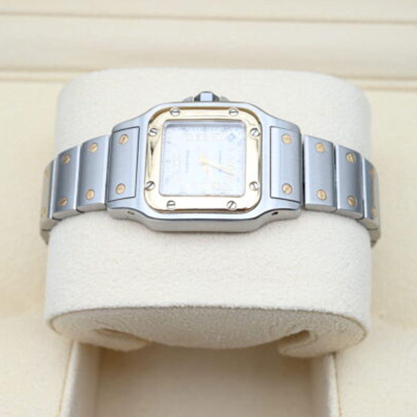 Cartier Santos Galbée 2423 (Unknown (random serial)) - White dial 24 mm Gold/Steel case (3/7)