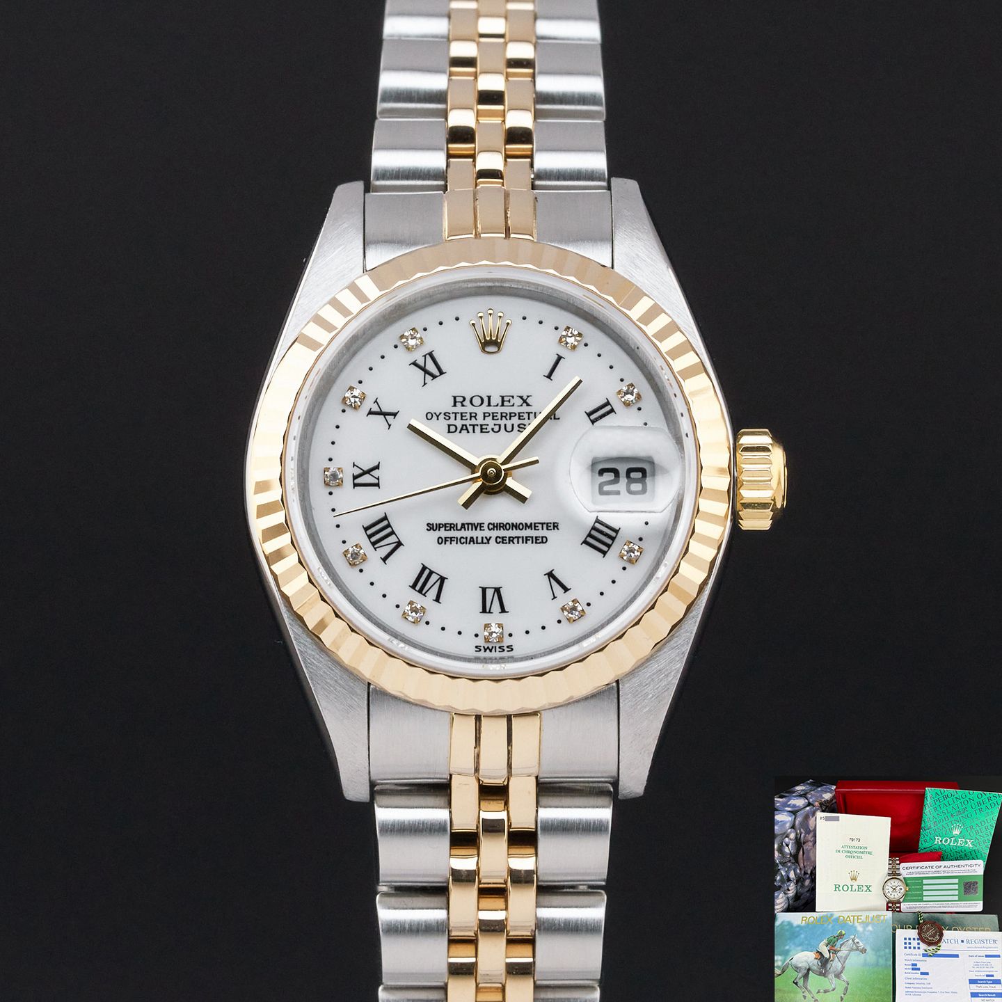 Rolex Lady-Datejust 79173 (2000) - White dial 26 mm Gold/Steel case (1/7)