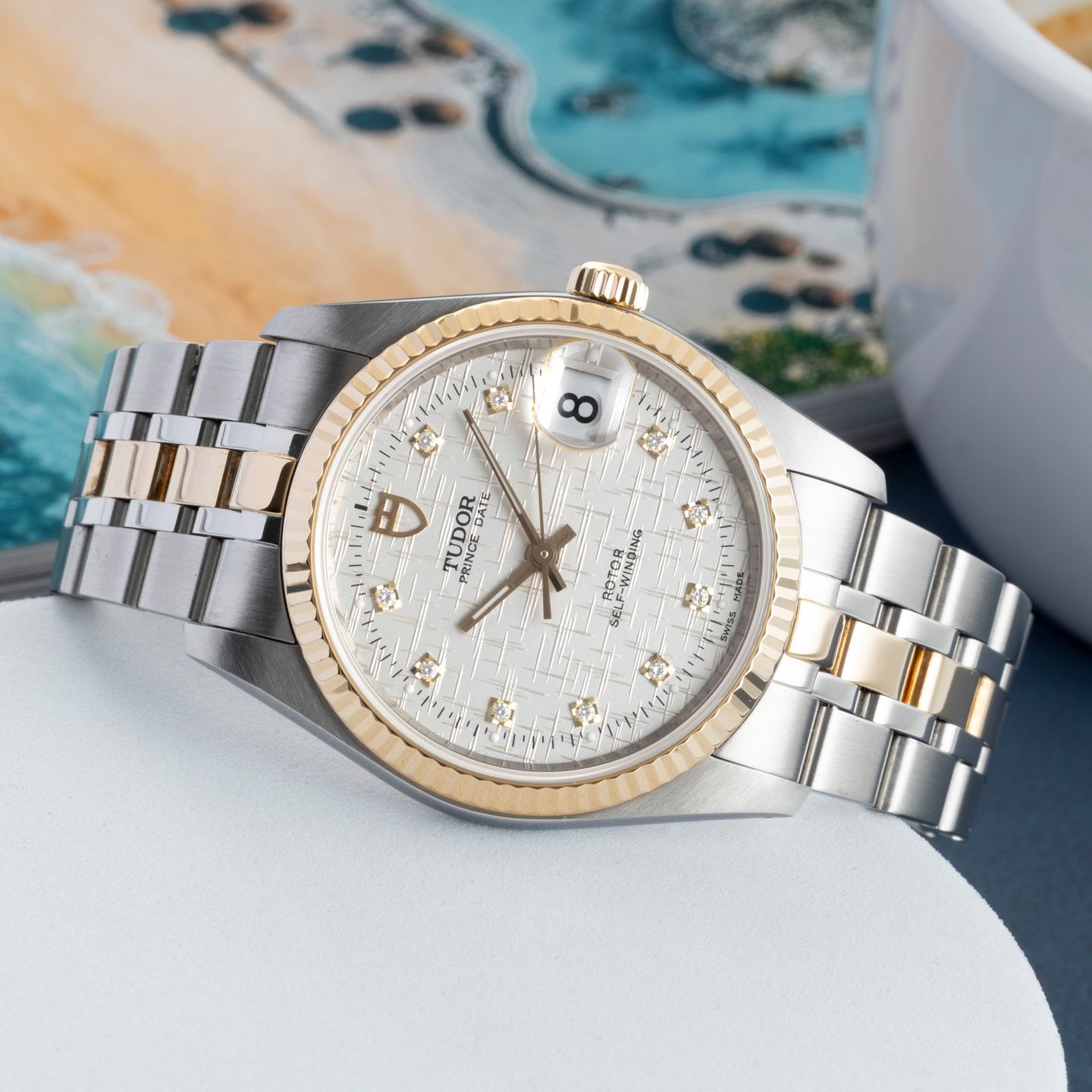 Tudor Prince Date 74033 (Unknown (random serial)) - Silver dial 34 mm Gold/Steel case (2/8)