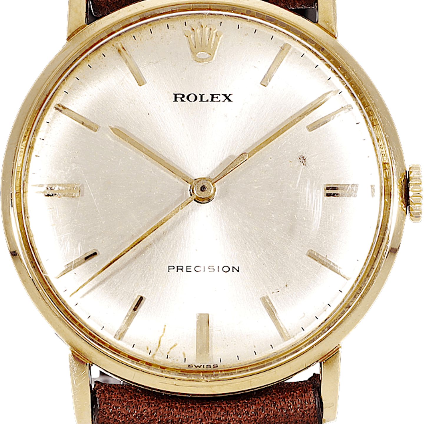 Rolex Precision 9659 (Onbekend (willekeurig serienummer)) - Zilver wijzerplaat 34mm Geelgoud (2/5)