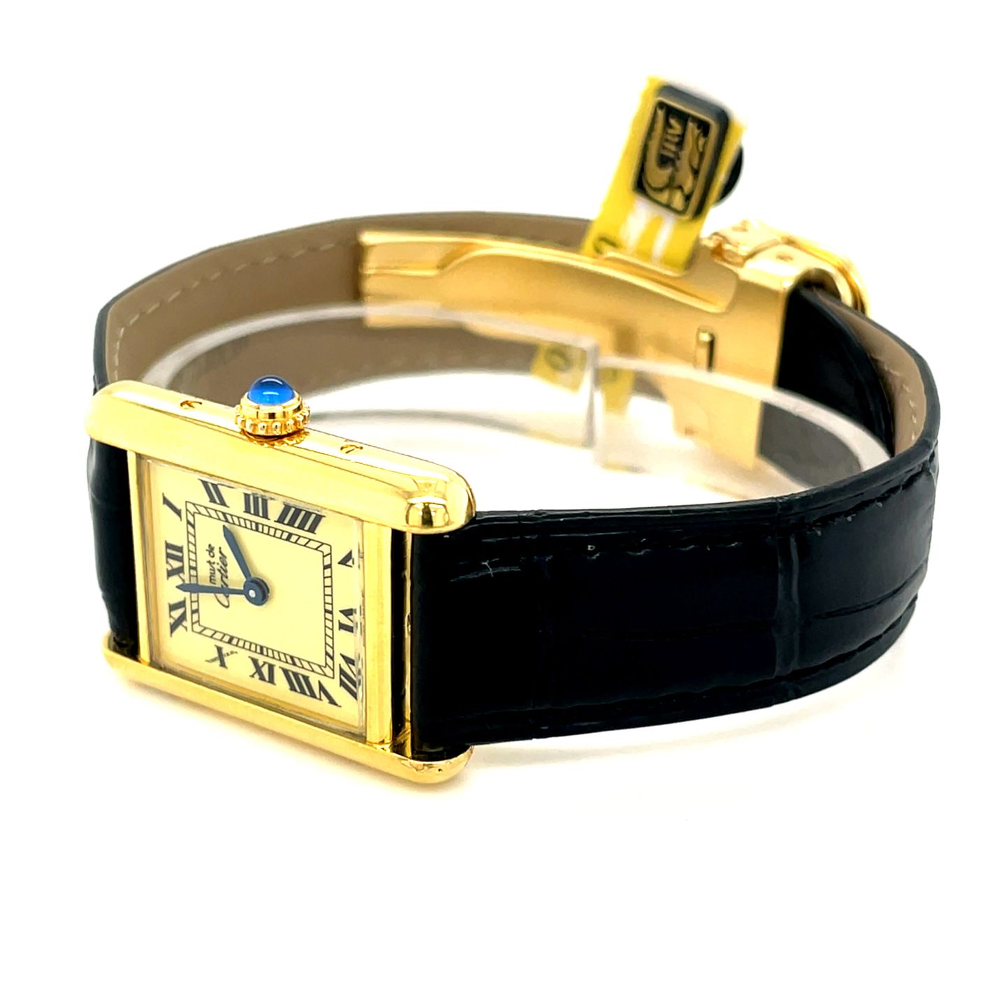 Cartier Tank Vermeil 5057001 (Unknown (random serial)) - Yellow dial 20 mm Silver case (4/8)