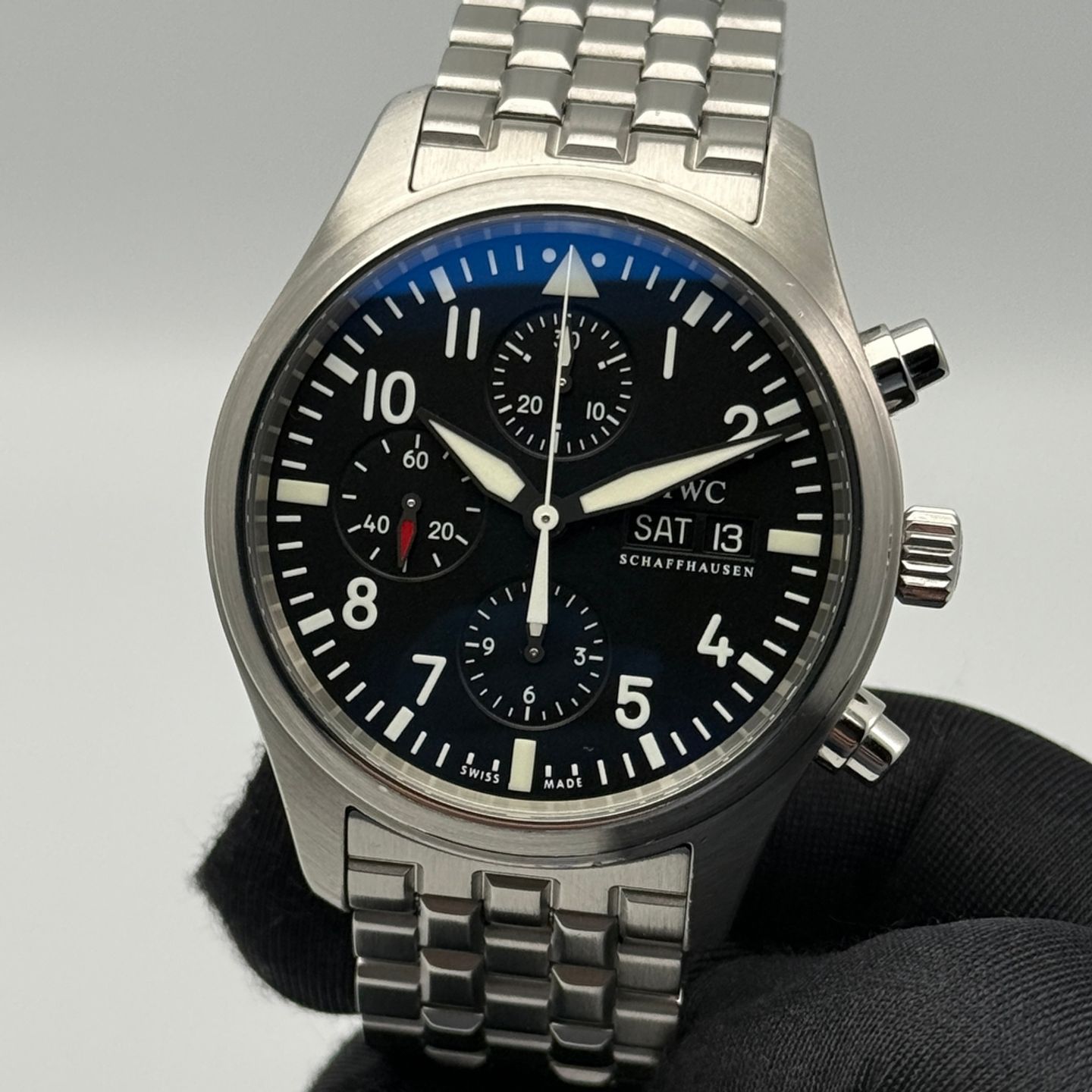 IWC Pilot Chronograph IW371701 (2006) - Black dial 42 mm Steel case (3/8)