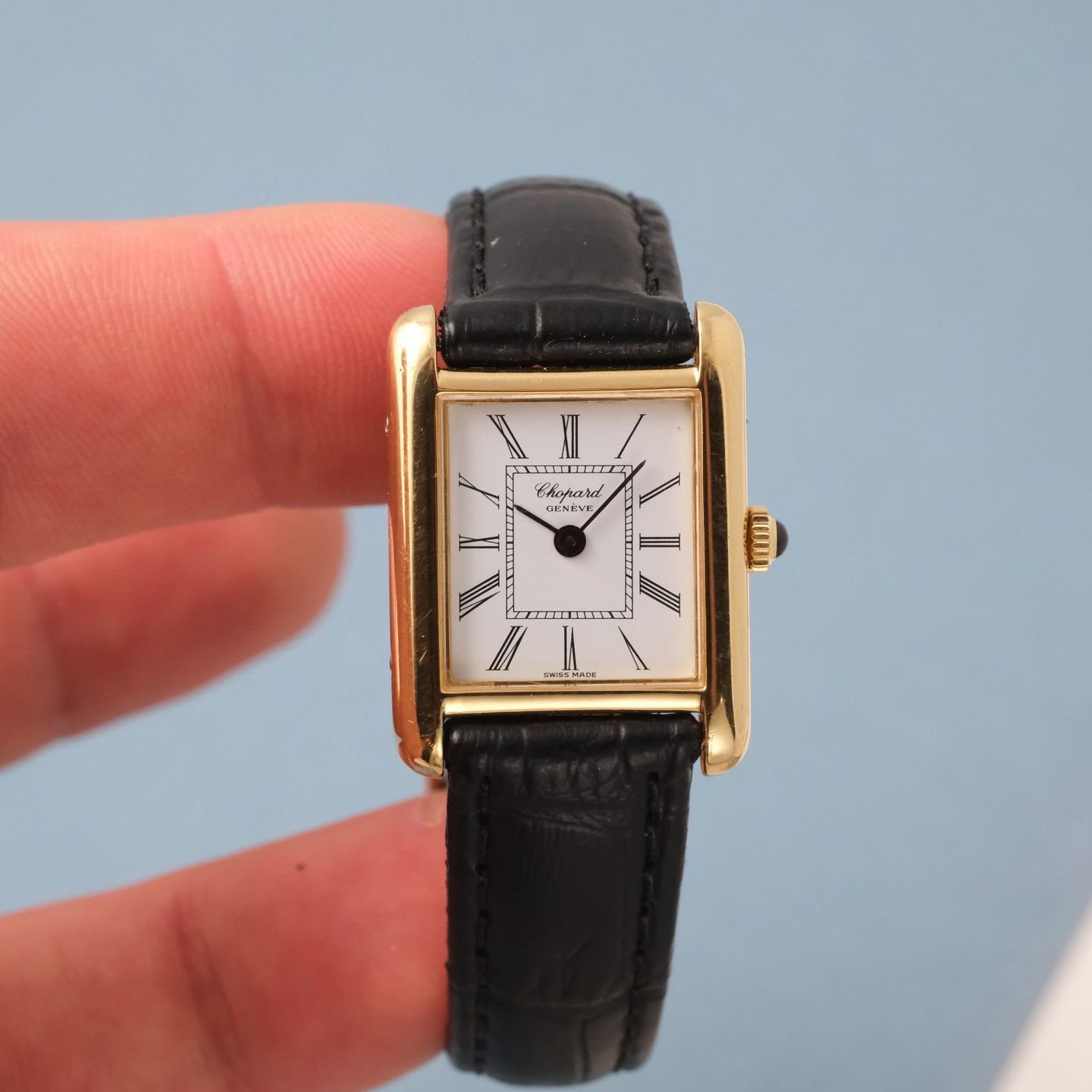 Chopard Tank 5054 (1985) - White dial 20 mm Yellow Gold case (7/8)