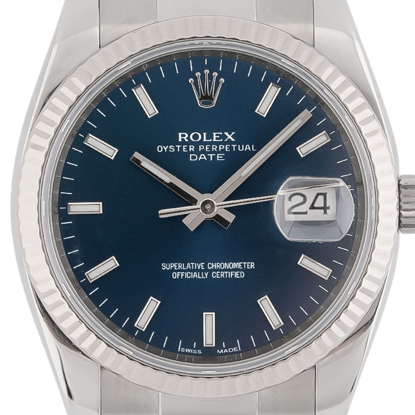 Rolex Oyster Perpetual Date 115234 (Unknown (random serial)) - Blue dial 34 mm Steel case (2/5)