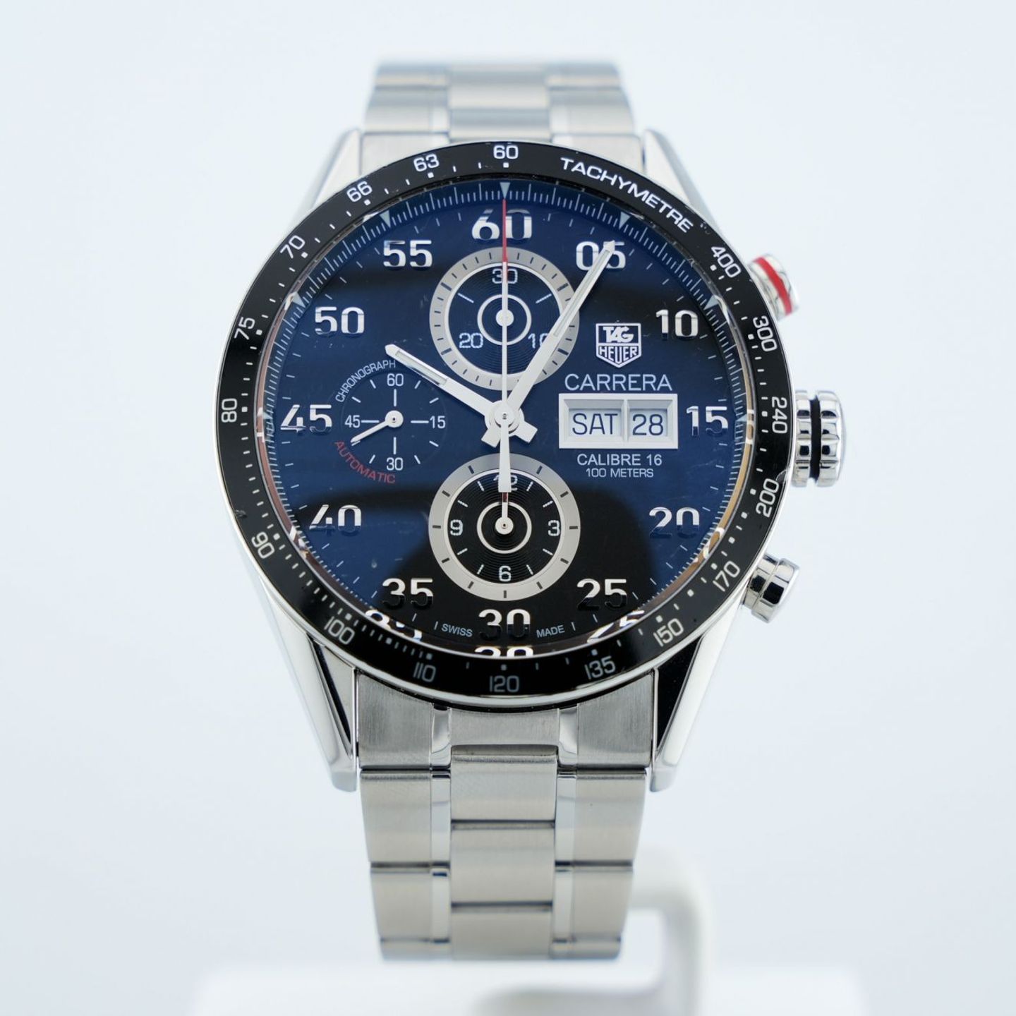 TAG Heuer Carrera Calibre 16 CV2A10 (Onbekend (willekeurig serienummer)) - Zwart wijzerplaat 43mm Staal (1/8)