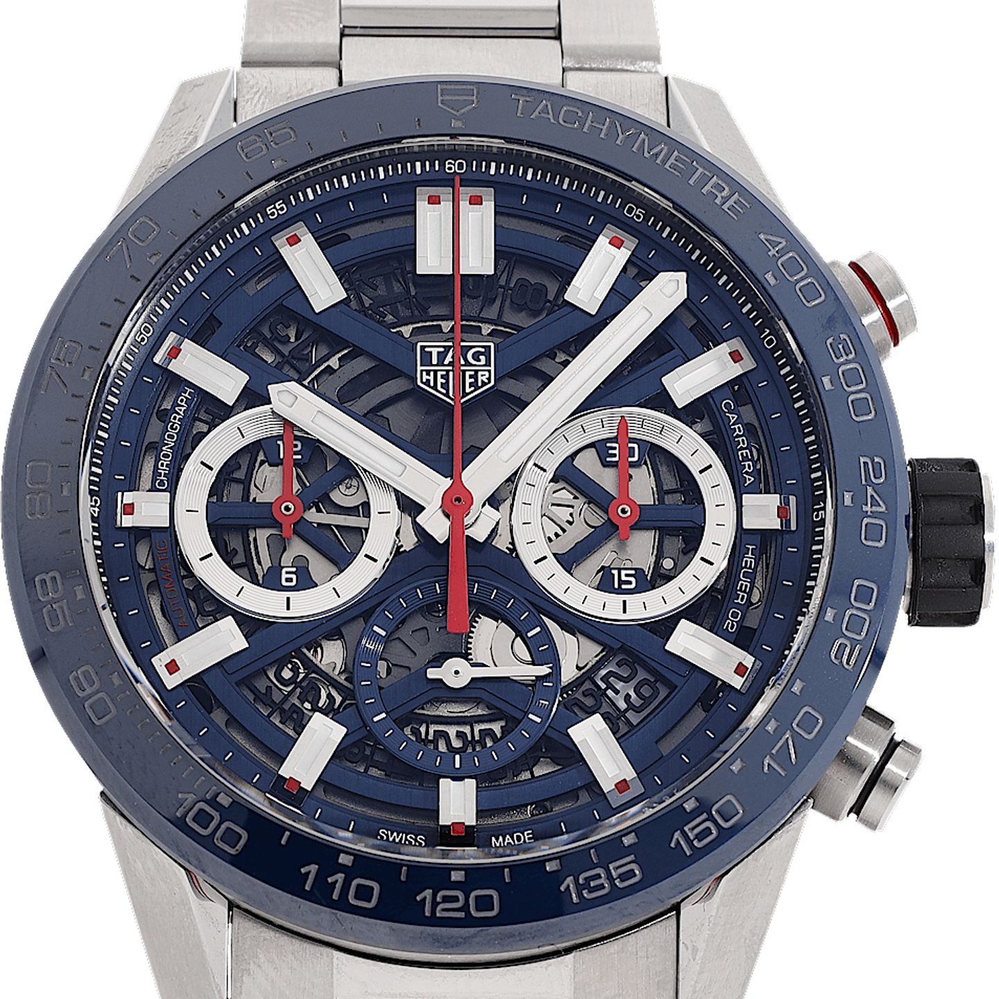 TAG Heuer Carrera Heuer-02T CBG2A11.BA0654 (Unknown (random serial)) - Blue dial 45 mm Steel case (1/2)