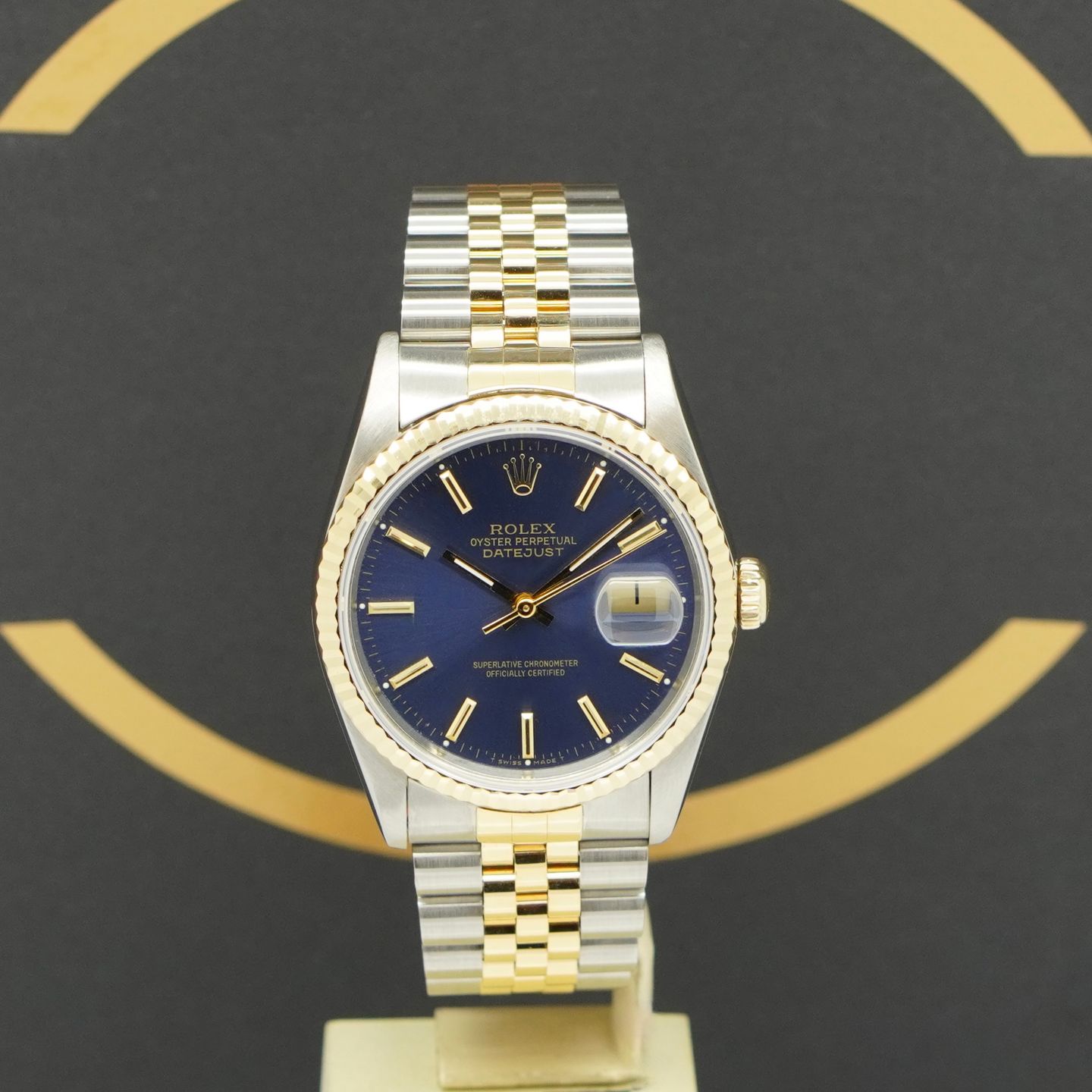 Rolex Datejust 36 16233 (1989) - Blauw wijzerplaat 36mm Goud/Staal (1/7)