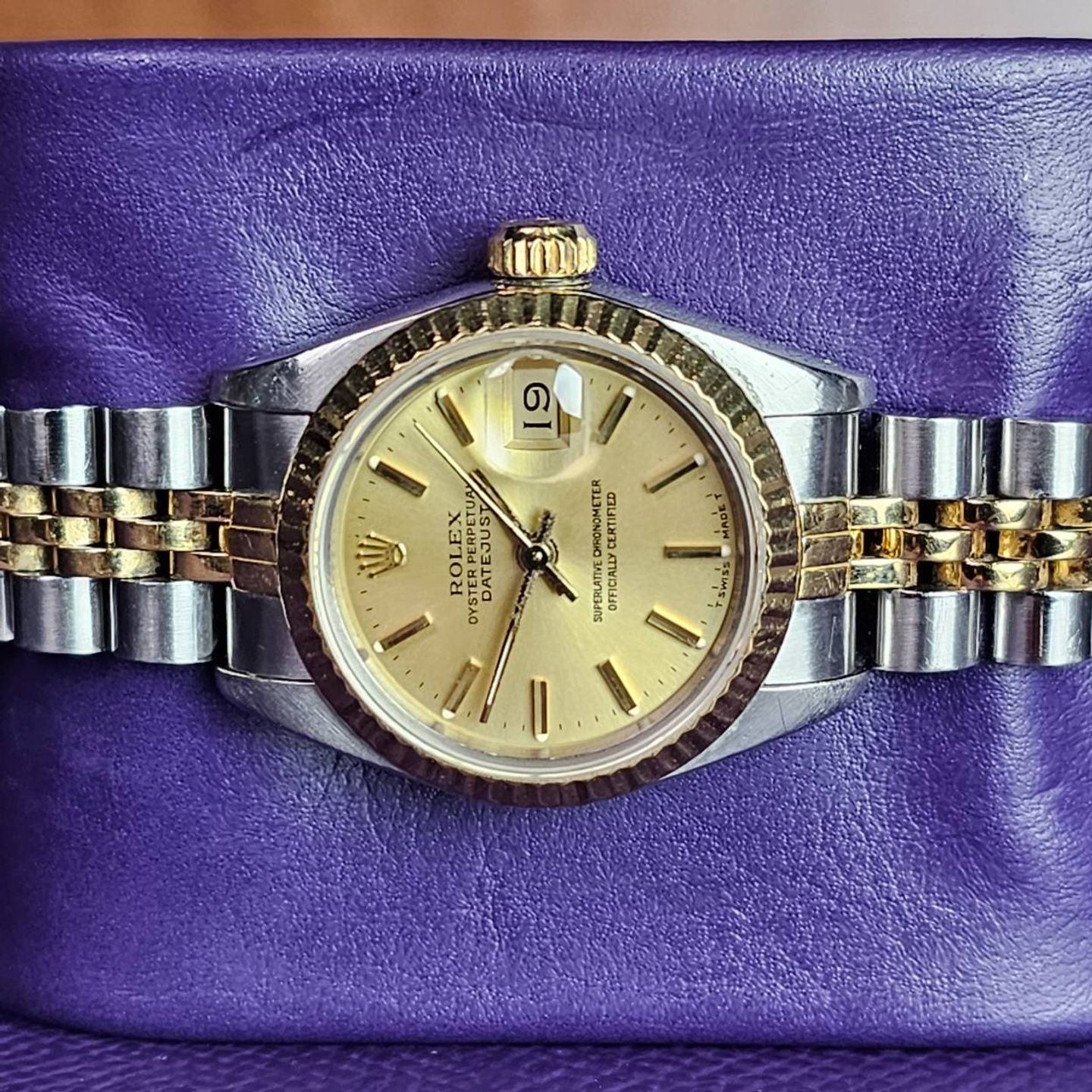 Rolex Lady-Datejust 69173 (1986) - Champagne dial 26 mm Gold/Steel case (3/5)