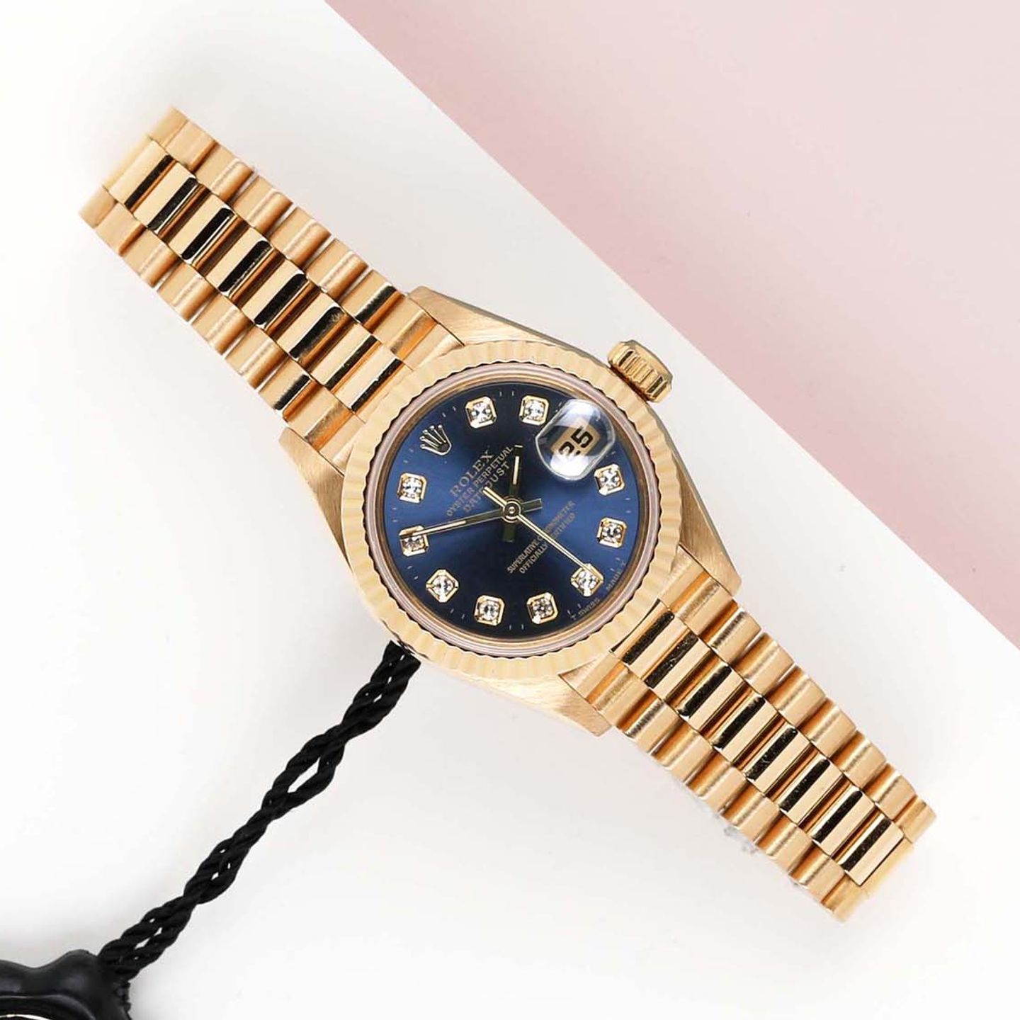 Rolex Lady-Datejust 69178 (1995) - Blue dial 26 mm Yellow Gold case (1/7)