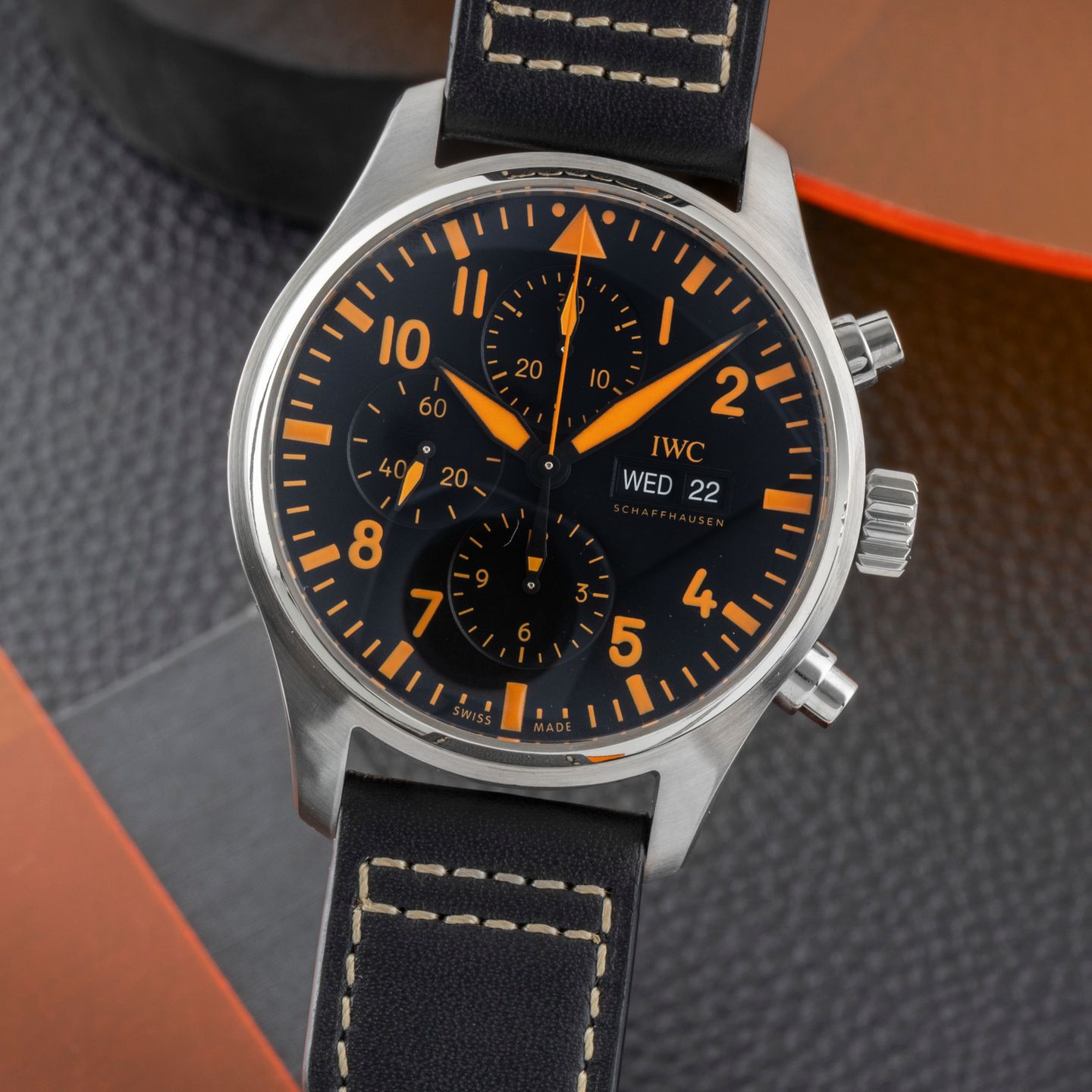 IWC Pilot Chronograph IW377730 (Onbekend (willekeurig serienummer)) - Zwart wijzerplaat 43mm Staal (3/8)