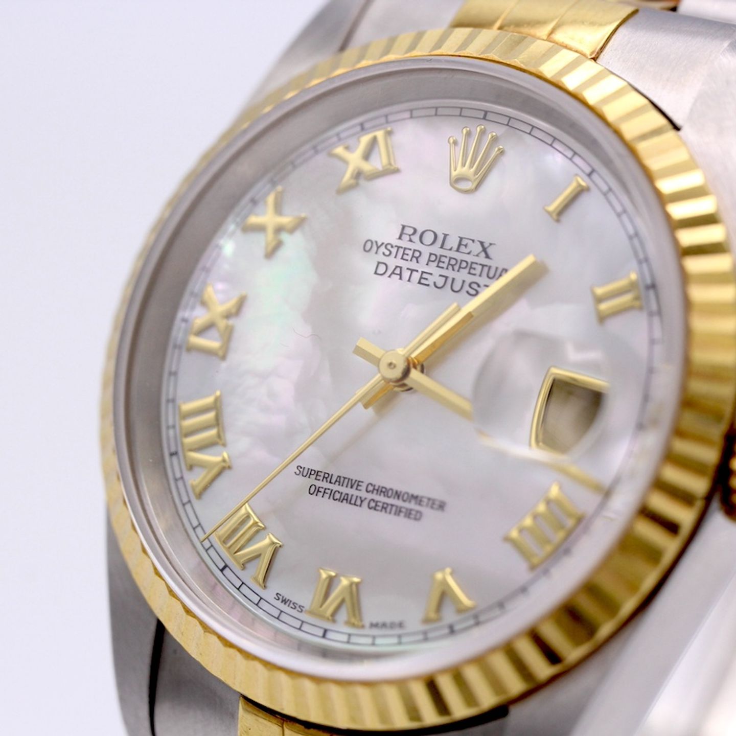 Rolex Datejust 36 16233 (1994) - Pearl dial 36 mm Gold/Steel case (7/8)
