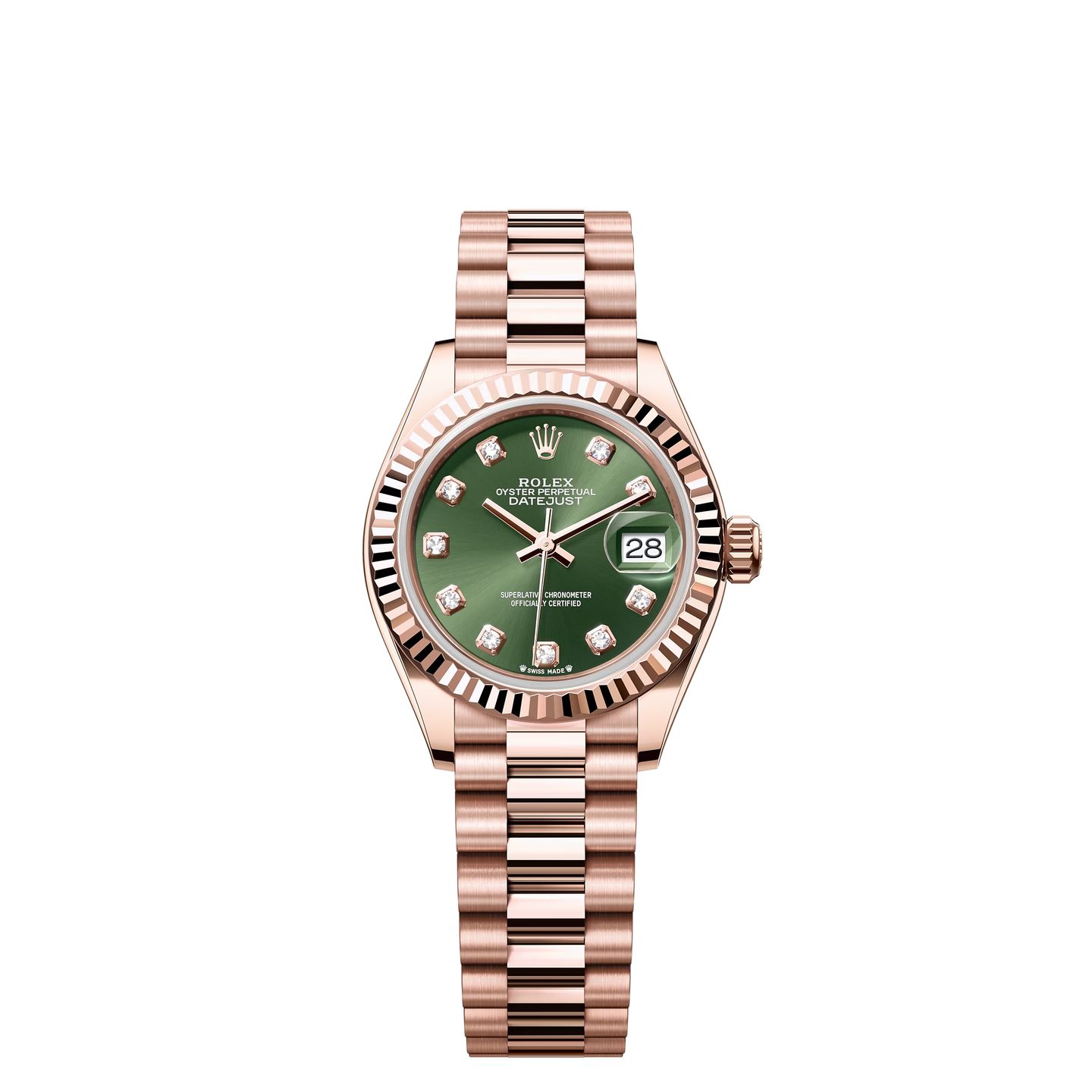 Rolex Lady-Datejust 279175 (2024) - Green dial 28 mm Rose Gold case (1/8)