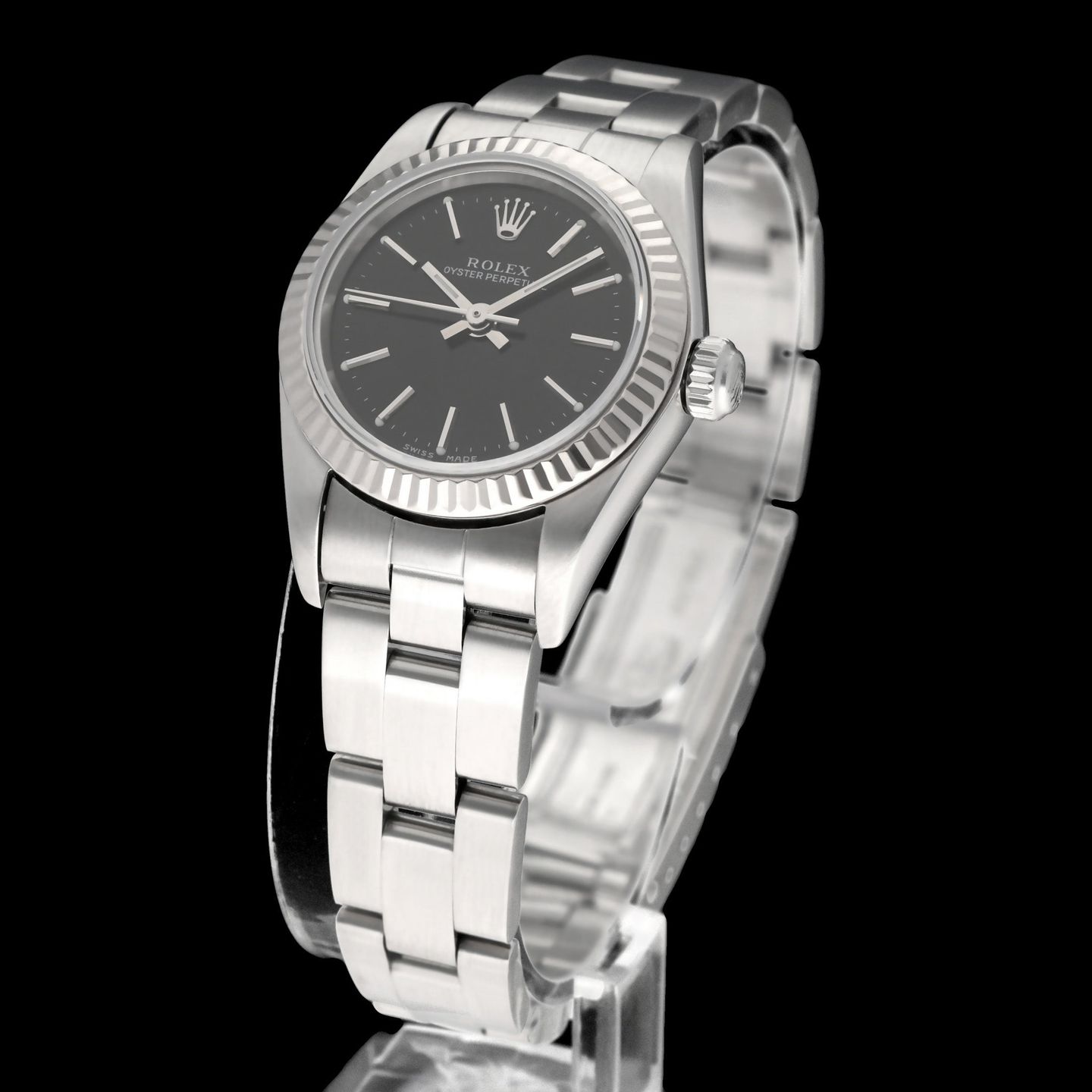 Rolex Oyster Perpetual 26 76094 (2005) - Black dial 26 mm Steel case (2/6)