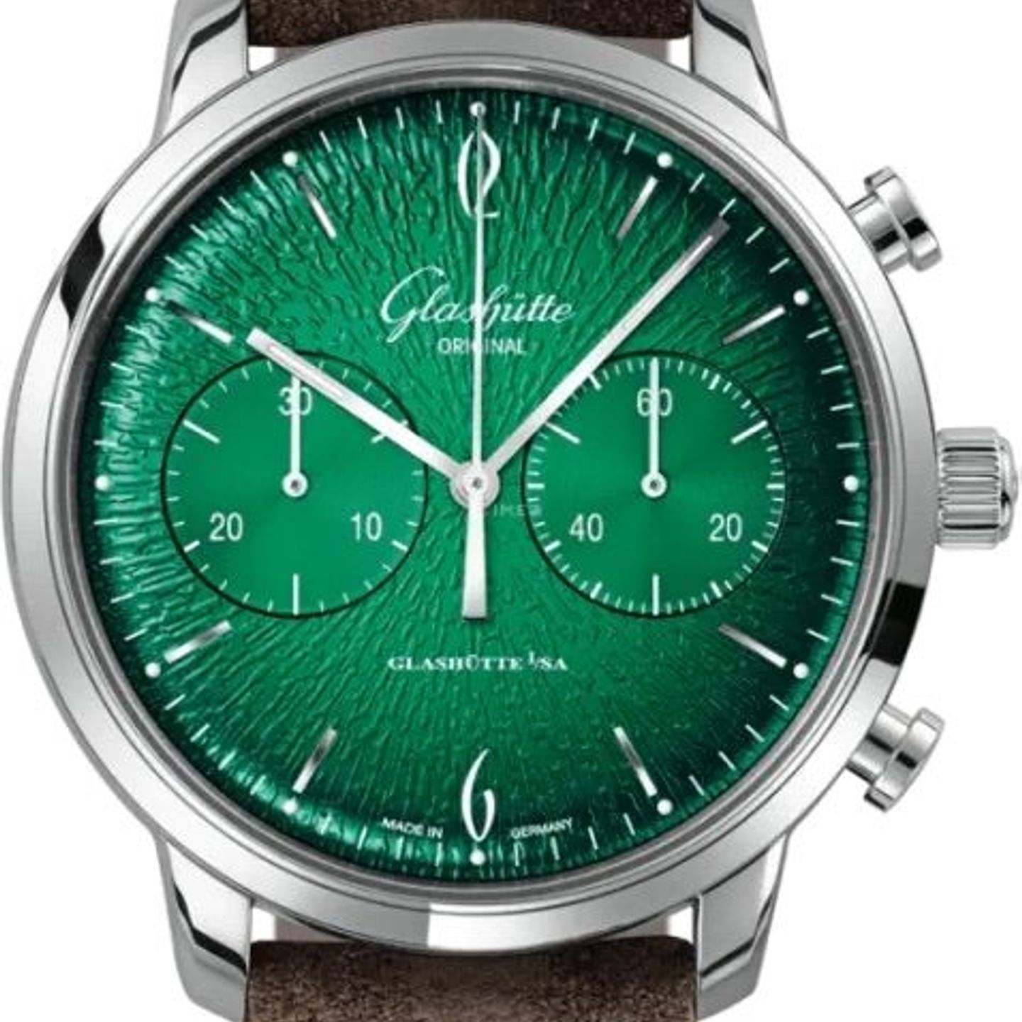 Glashütte Original Sixties Chronograph 1-39-34-05-22-04 (2024) - Green dial 42 mm Steel case (1/8)