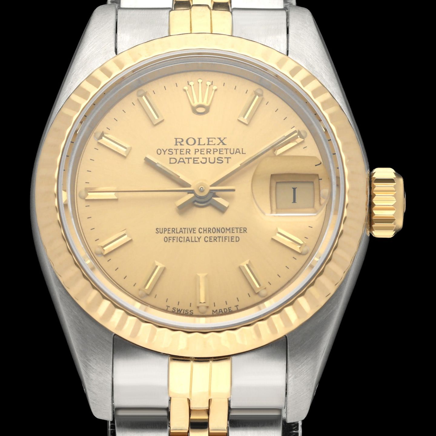Rolex Lady-Datejust 69173 (1987) - Champagne dial 26 mm Gold/Steel case (1/8)