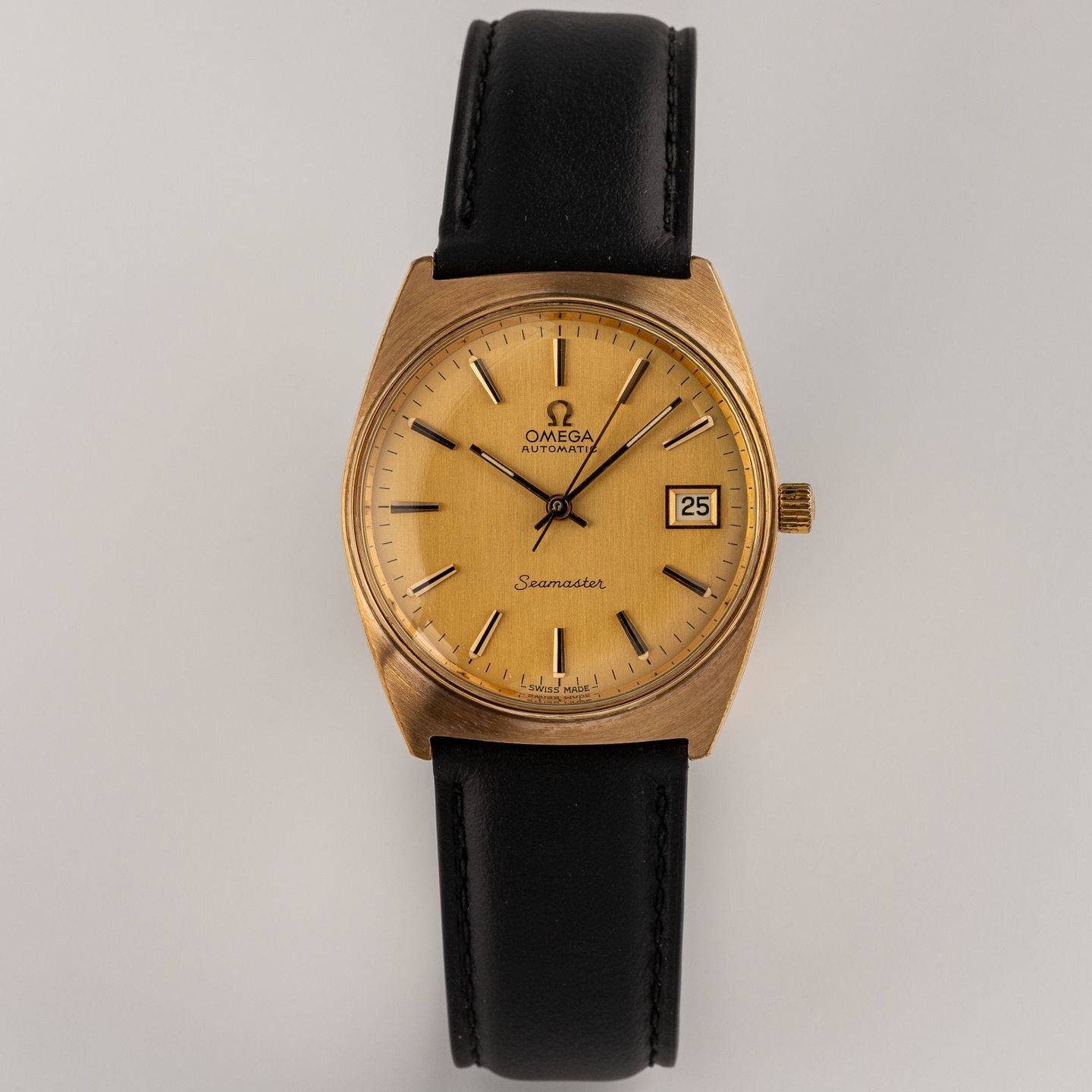 Omega Seamaster 166.0204 (1977) - Black dial 35 mm Gold/Steel case (7/8)