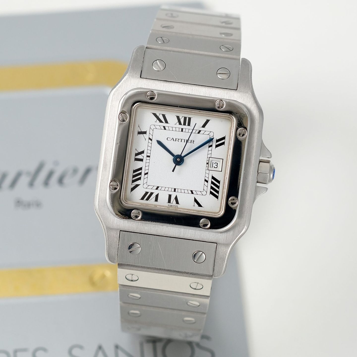 Cartier Santos 2960 (1980) - Wit wijzerplaat 41mm Staal (1/8)