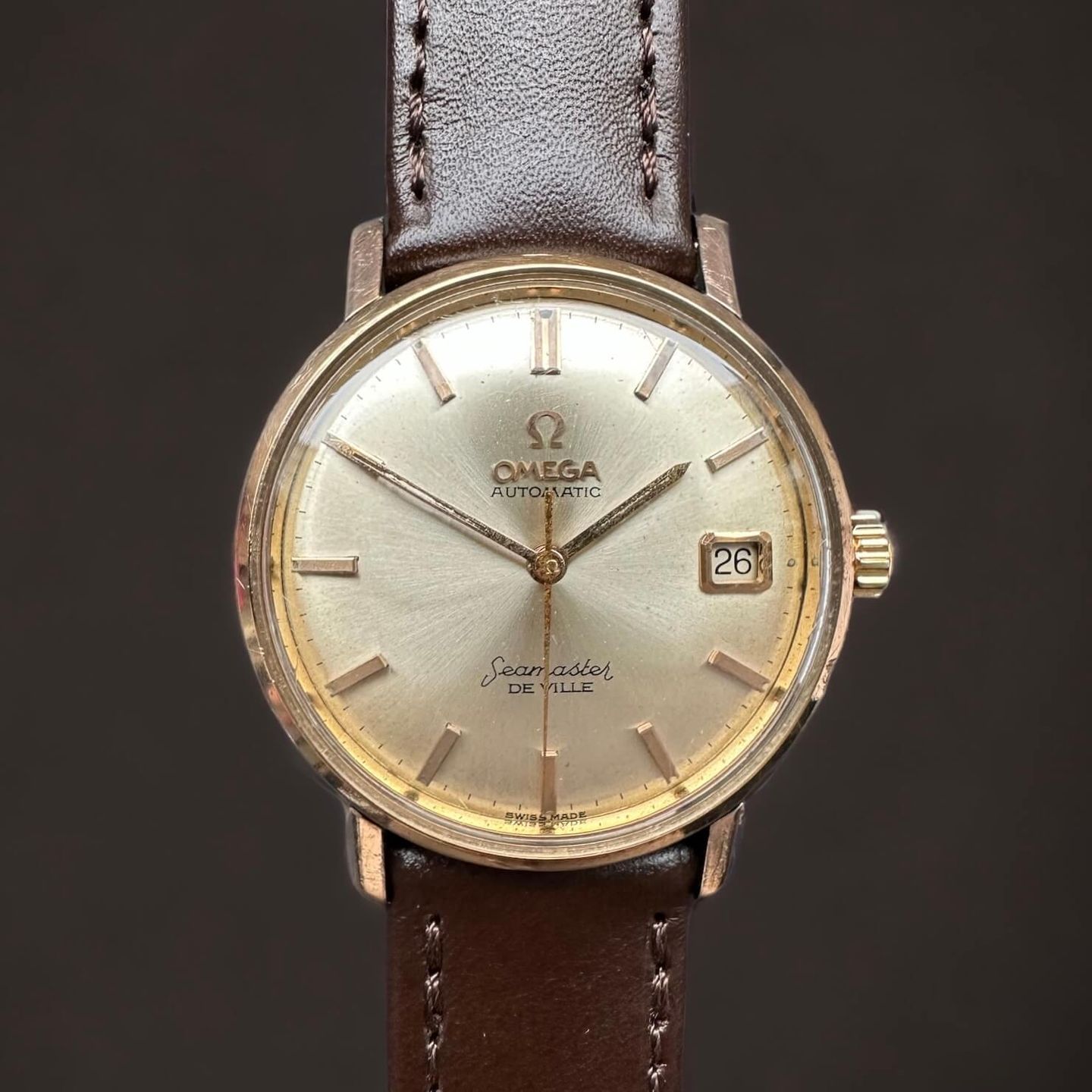 Omega Seamaster DeVille 14910 (1963) - White dial 34 mm Rose Gold case (1/8)