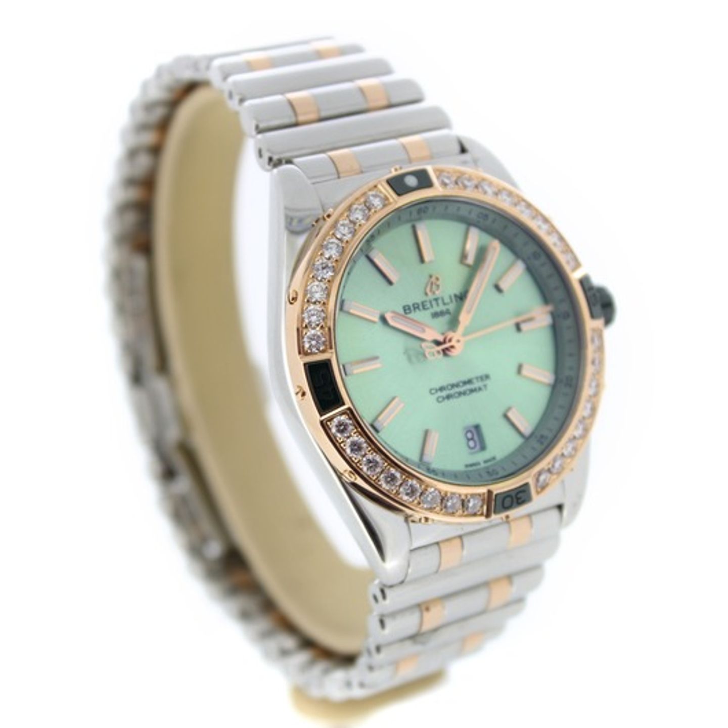 Breitling Chronomat U17356531L1U1 (2023) - Green dial 38 mm Gold/Steel case (5/7)