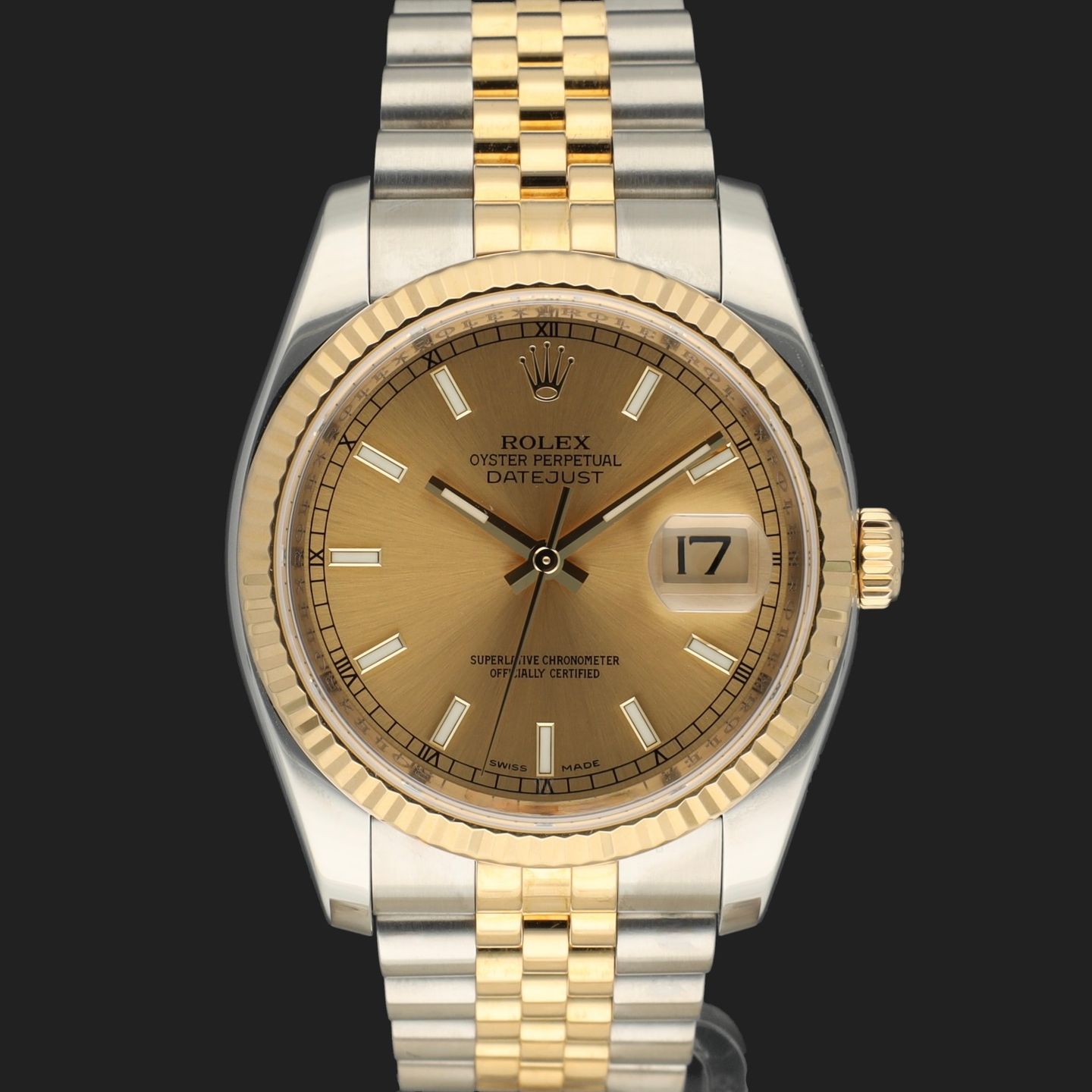 Rolex Datejust 36 116233 (2010) - Champagne wijzerplaat 36mm Goud/Staal (3/8)