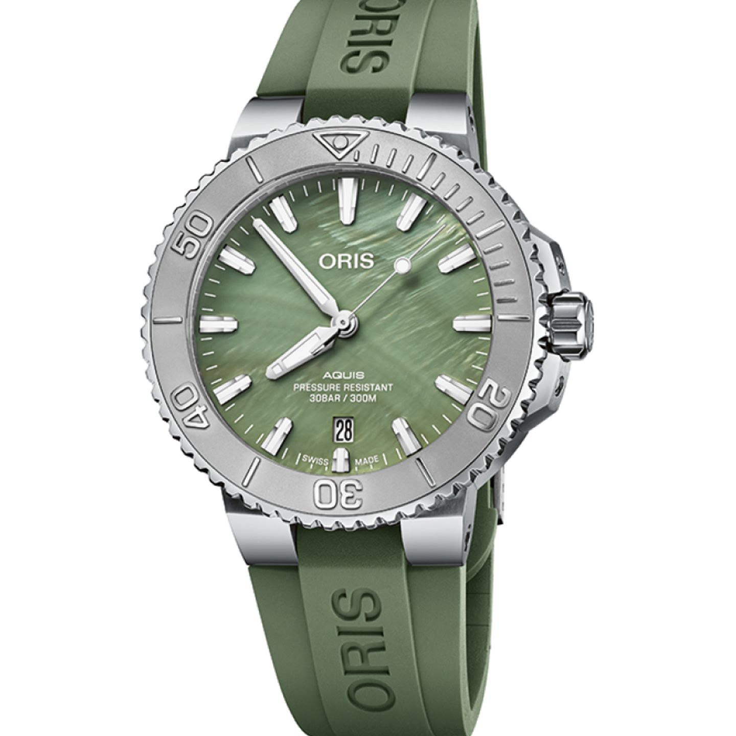 Oris Aquis 01 733 7766 4187-SET (2023) - Groen wijzerplaat 41mm Staal (1/4)