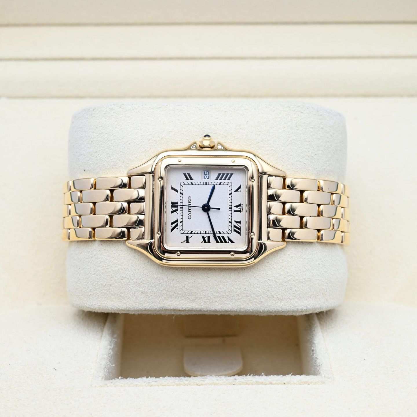 Cartier Panthère 1060 (1995) - White dial 28 mm Yellow Gold case (5/8)