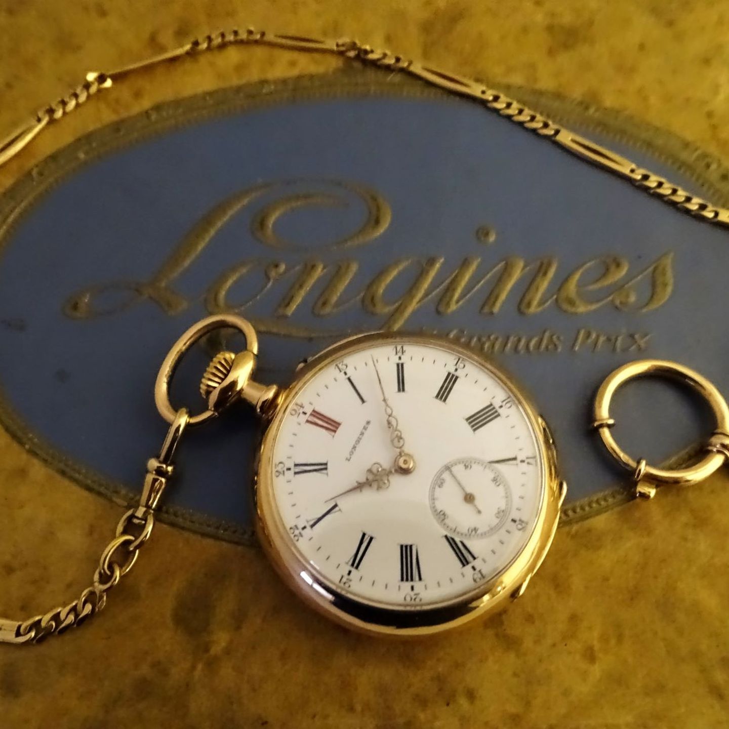 Longines Pocket watch Unknown (Before 1900) - White dial 46 mm Yellow Gold case (3/8)