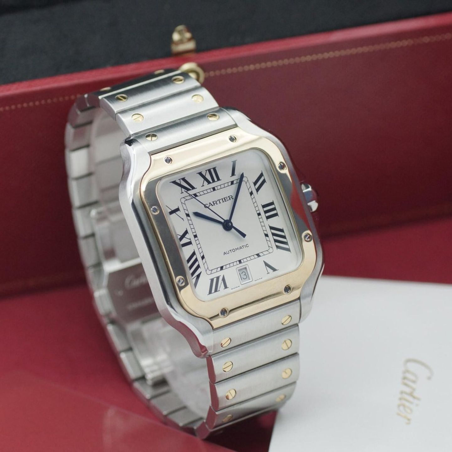 Cartier Santos W2SA0006 (2019) - White dial 40 mm Gold/Steel case (1/8)