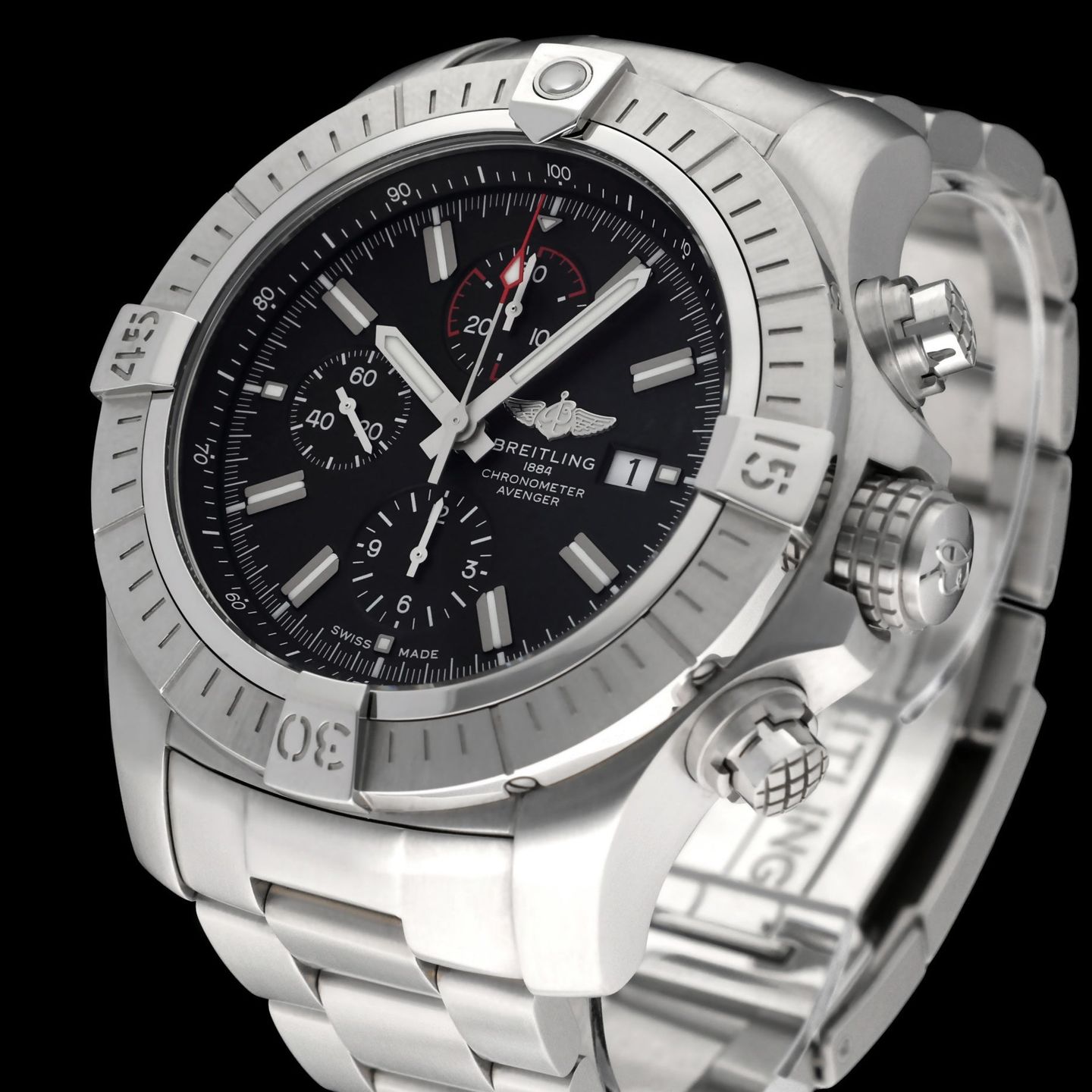 Breitling Super Avenger A13375 (2020) - Black dial 48 mm Steel case (7/8)