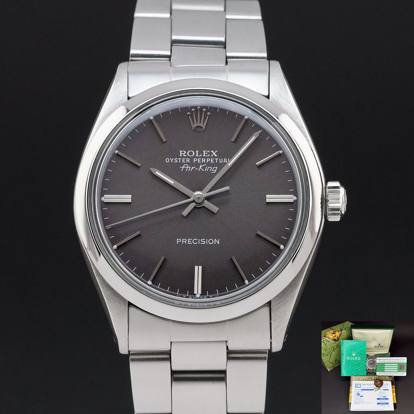 Rolex Air-King 5500 (1978) - Grey dial 34 mm Steel case (1/8)