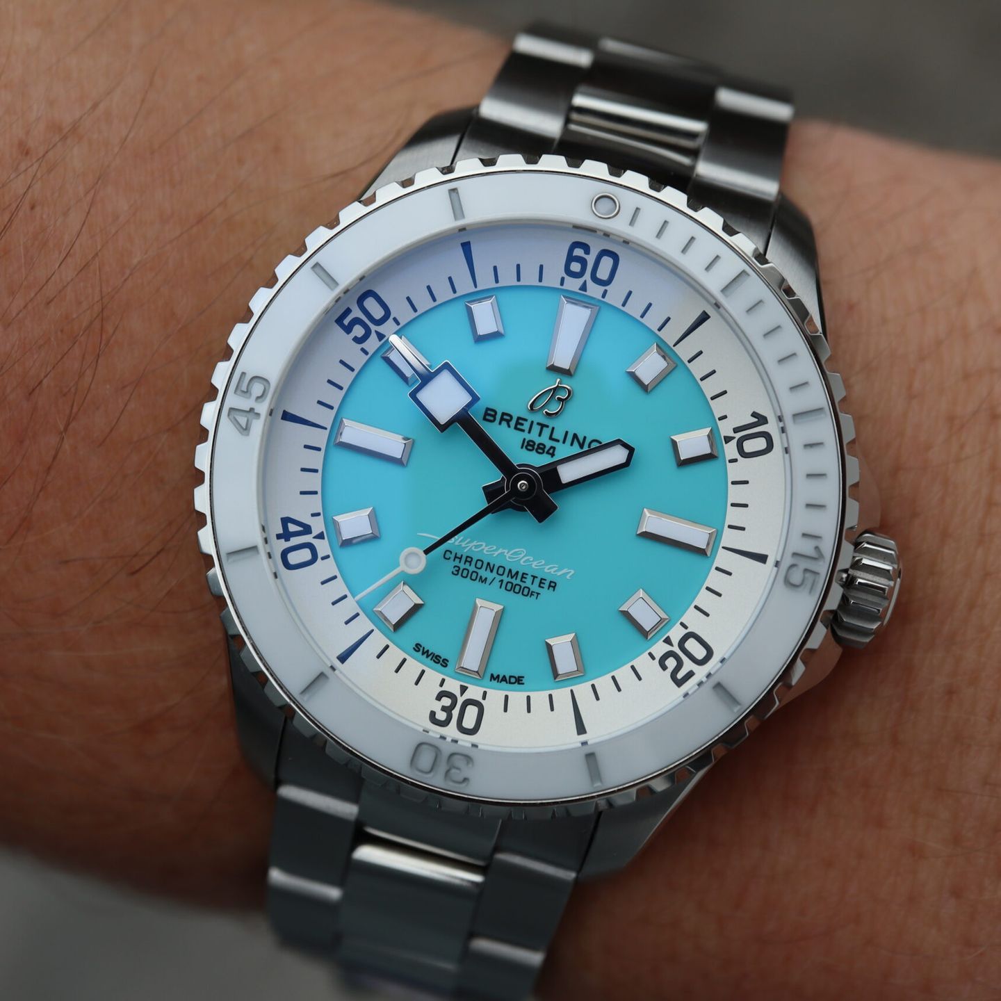 Breitling Superocean A17377211C1A1 (2024) - Turquoise wijzerplaat 36mm Staal (1/8)