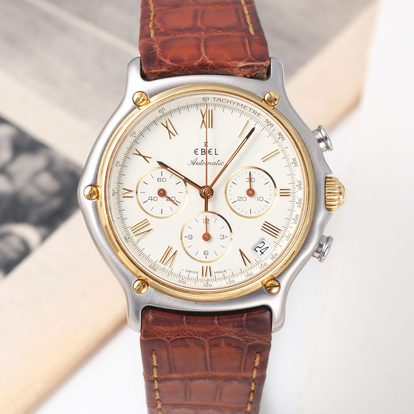 Ebel 1911 1134901 (1990) - White dial 39 mm Gold/Steel case (1/8)